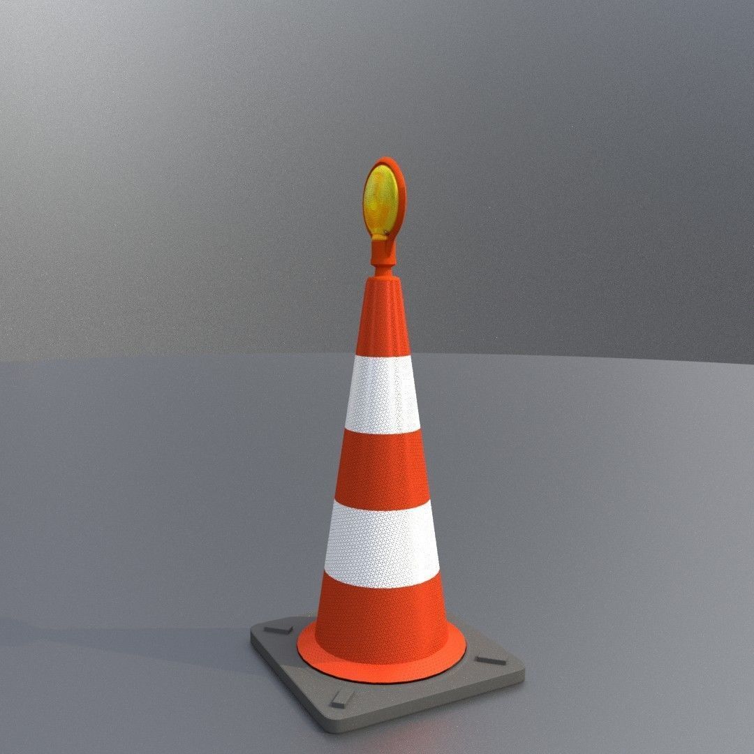 Traffic Cone with Construction Lamp 750 mm Low-poly 3D model_7