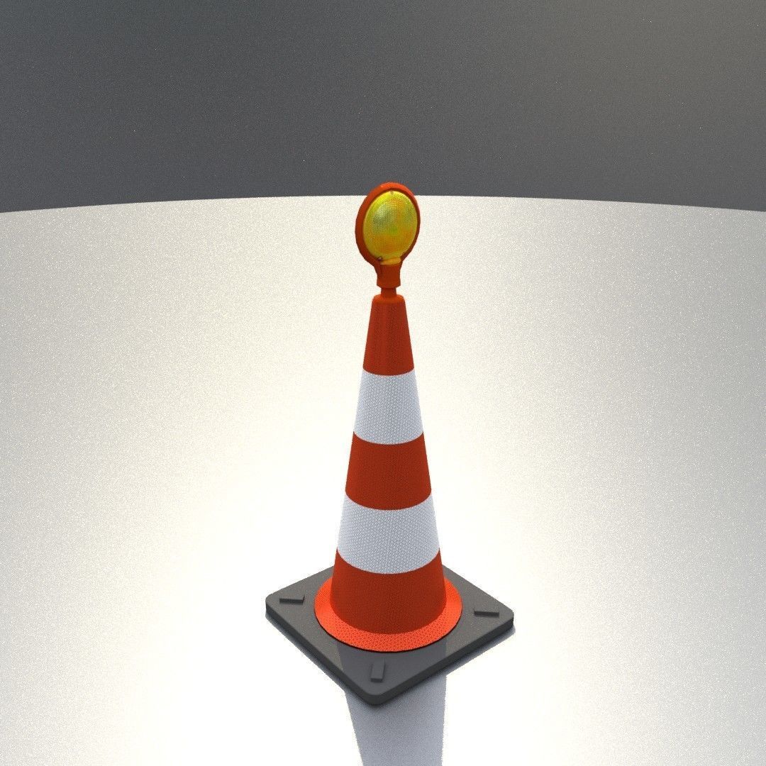 Traffic Cone with Construction Lamp 750 mm Low-poly 3D model_18
