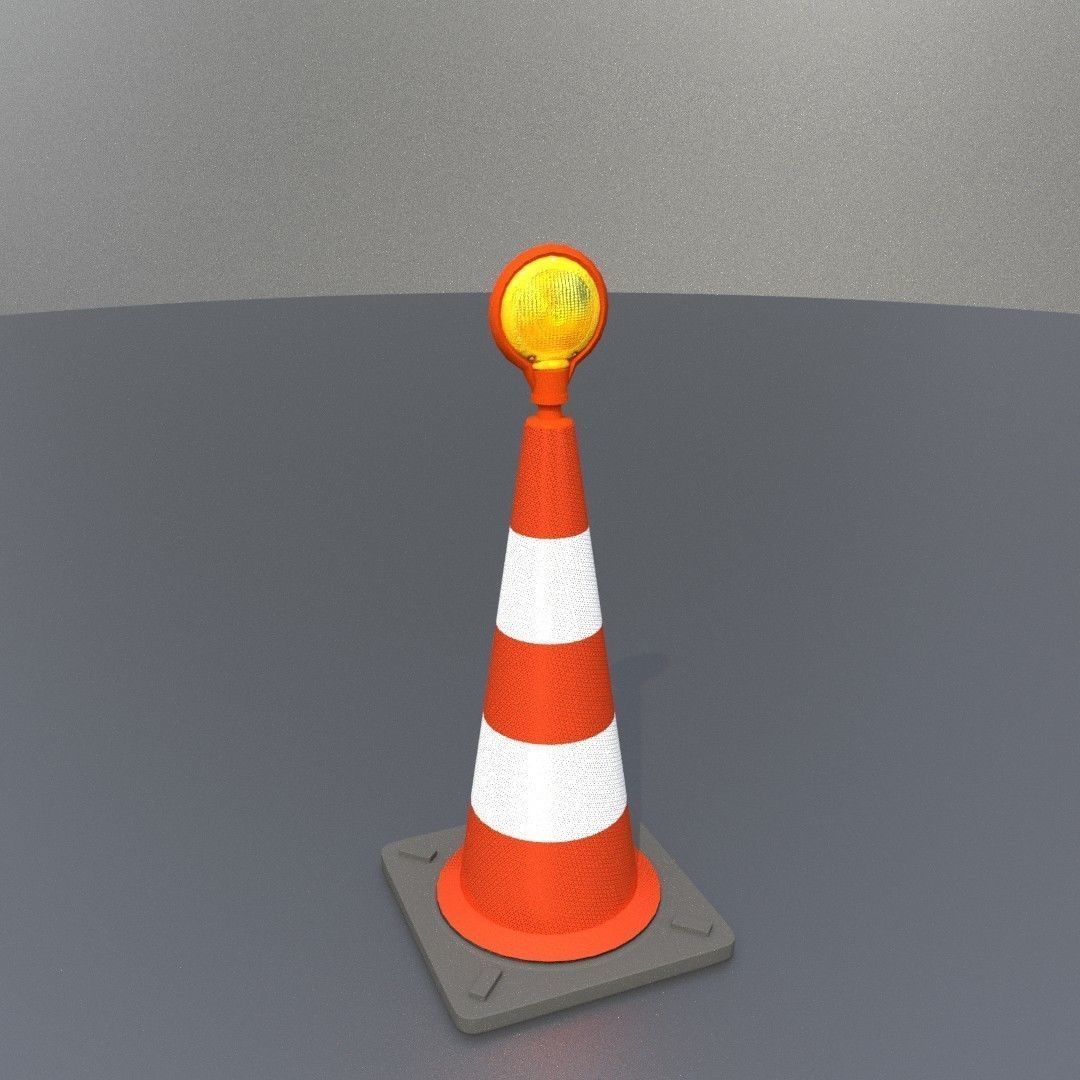 Traffic Cone with Construction Lamp 750 mm Low-poly 3D model_27
