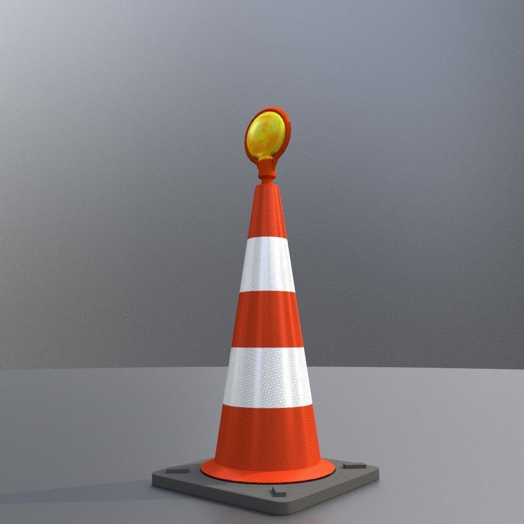 Traffic Cone with Construction Lamp 750 mm Low-poly 3D model_22