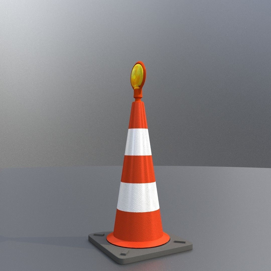 Traffic Cone with Construction Lamp 750 mm Low-poly 3D model_23