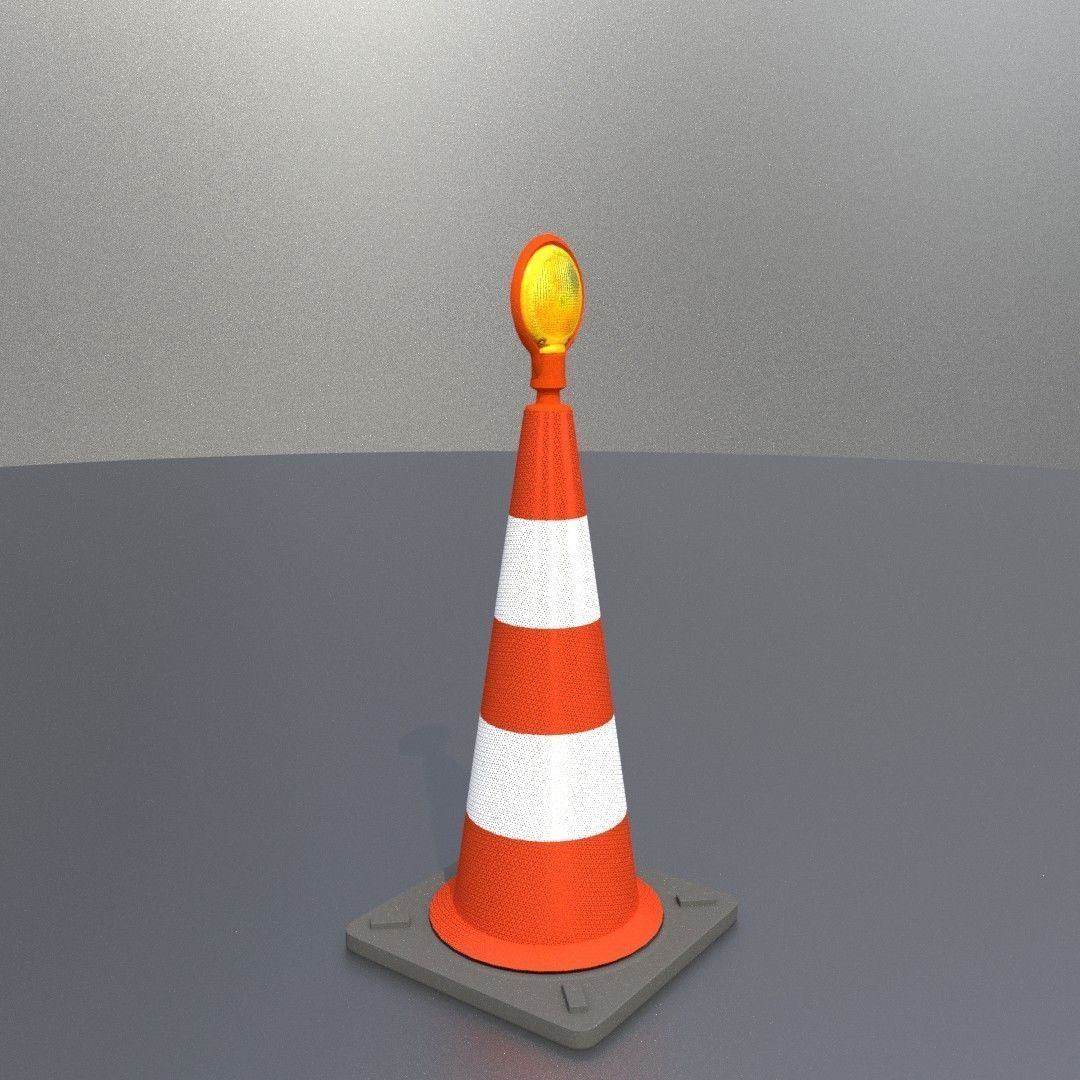 Traffic Cone with Construction Lamp 750 mm Low-poly 3D model_10