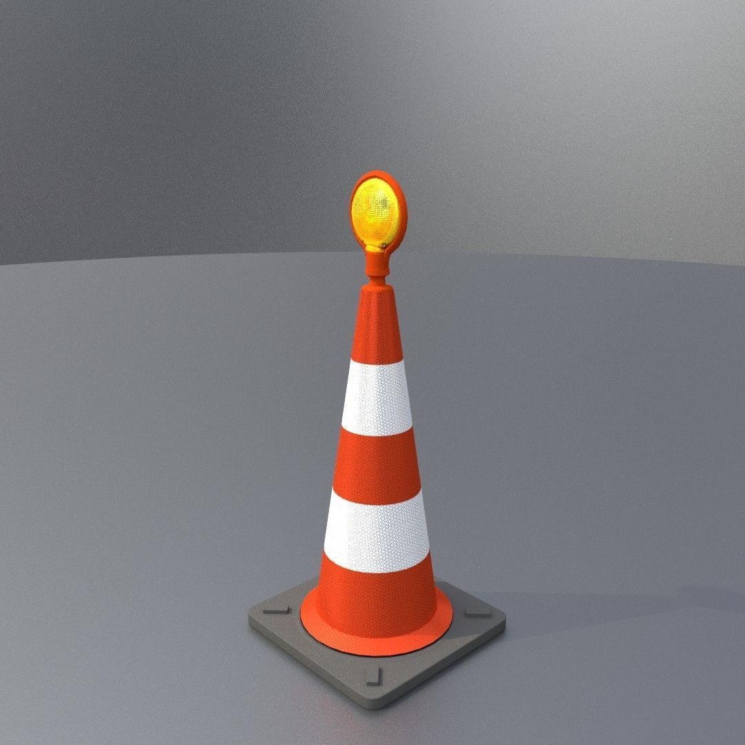 Traffic Cone with Construction Lamp 750 mm Low-poly 3D model_14