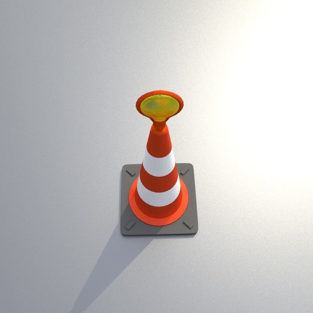 Traffic Cone with Construction Lamp 750 mm Low-poly 3D model_39