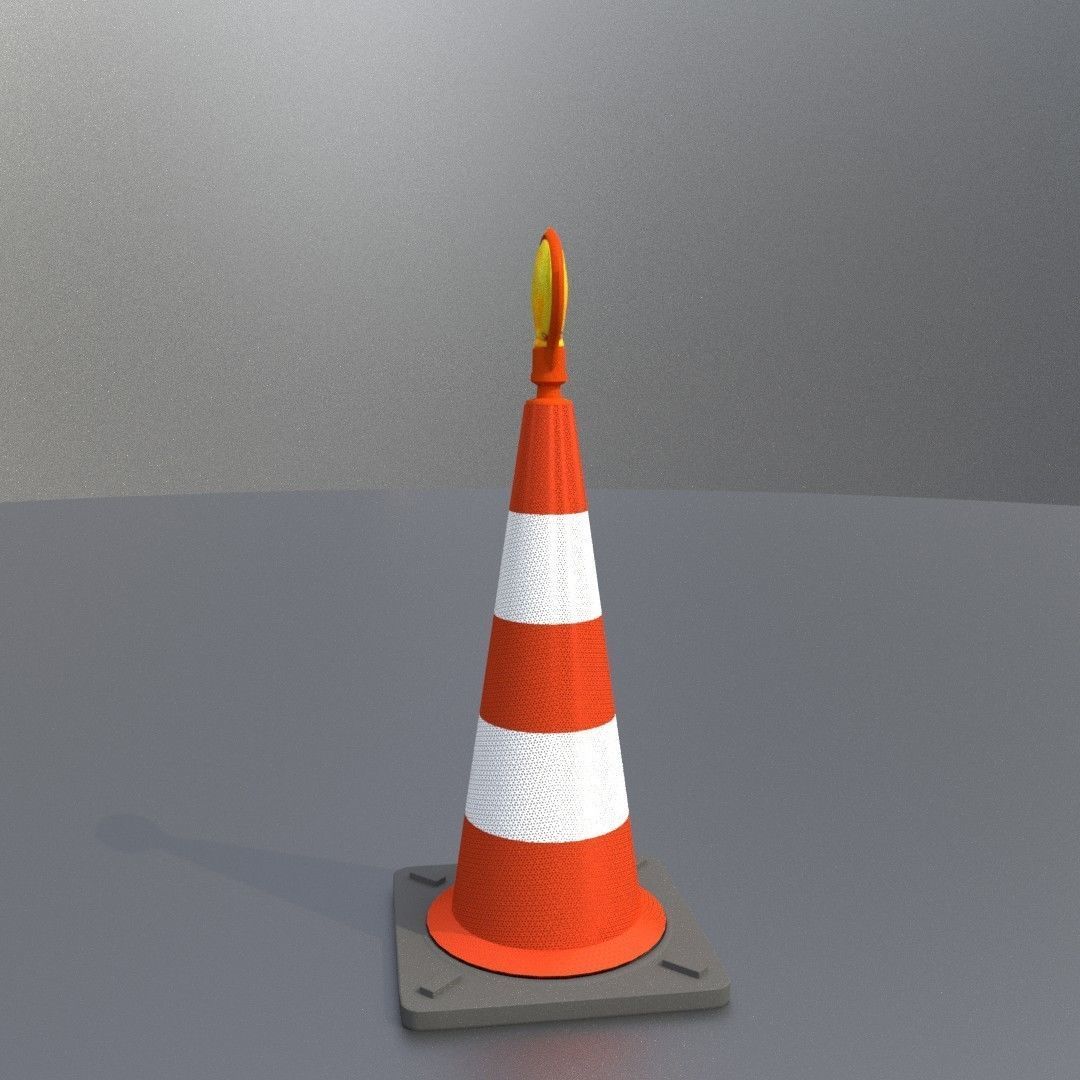 Traffic Cone with Construction Lamp 750 mm Low-poly 3D model_8