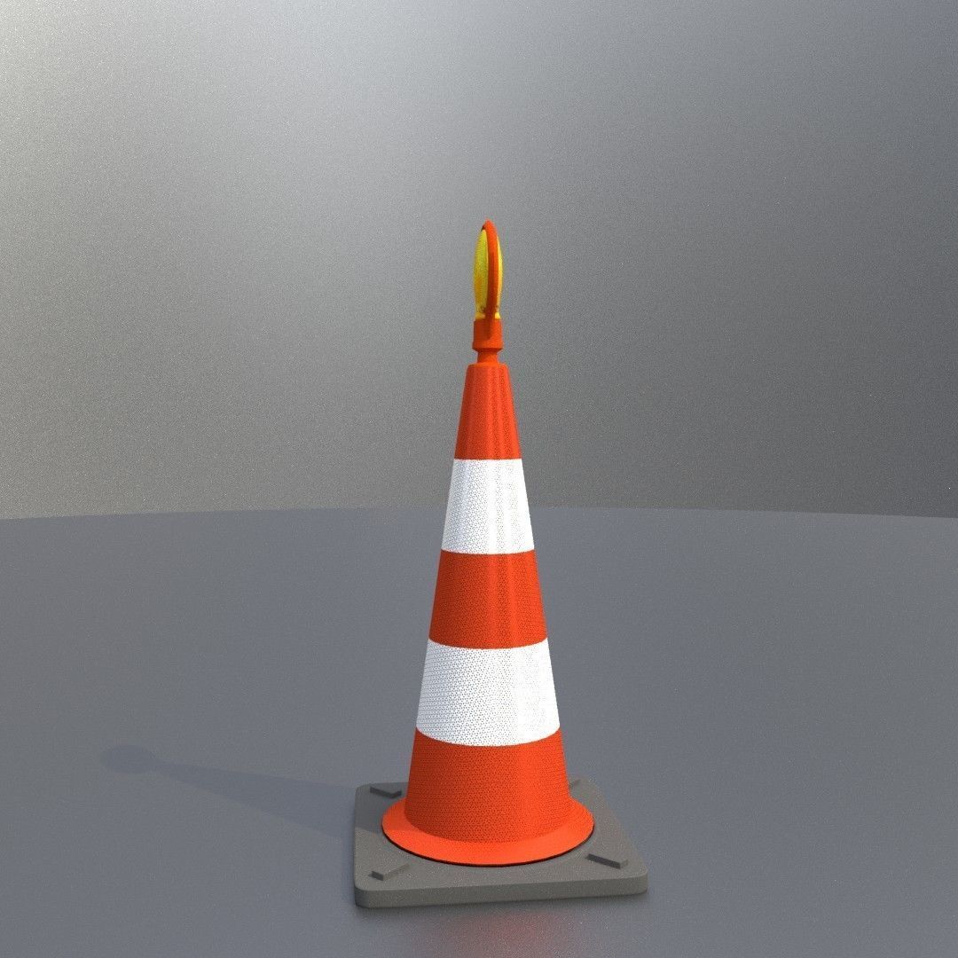 Traffic Cone with Construction Lamp 750 mm Low-poly 3D model_24