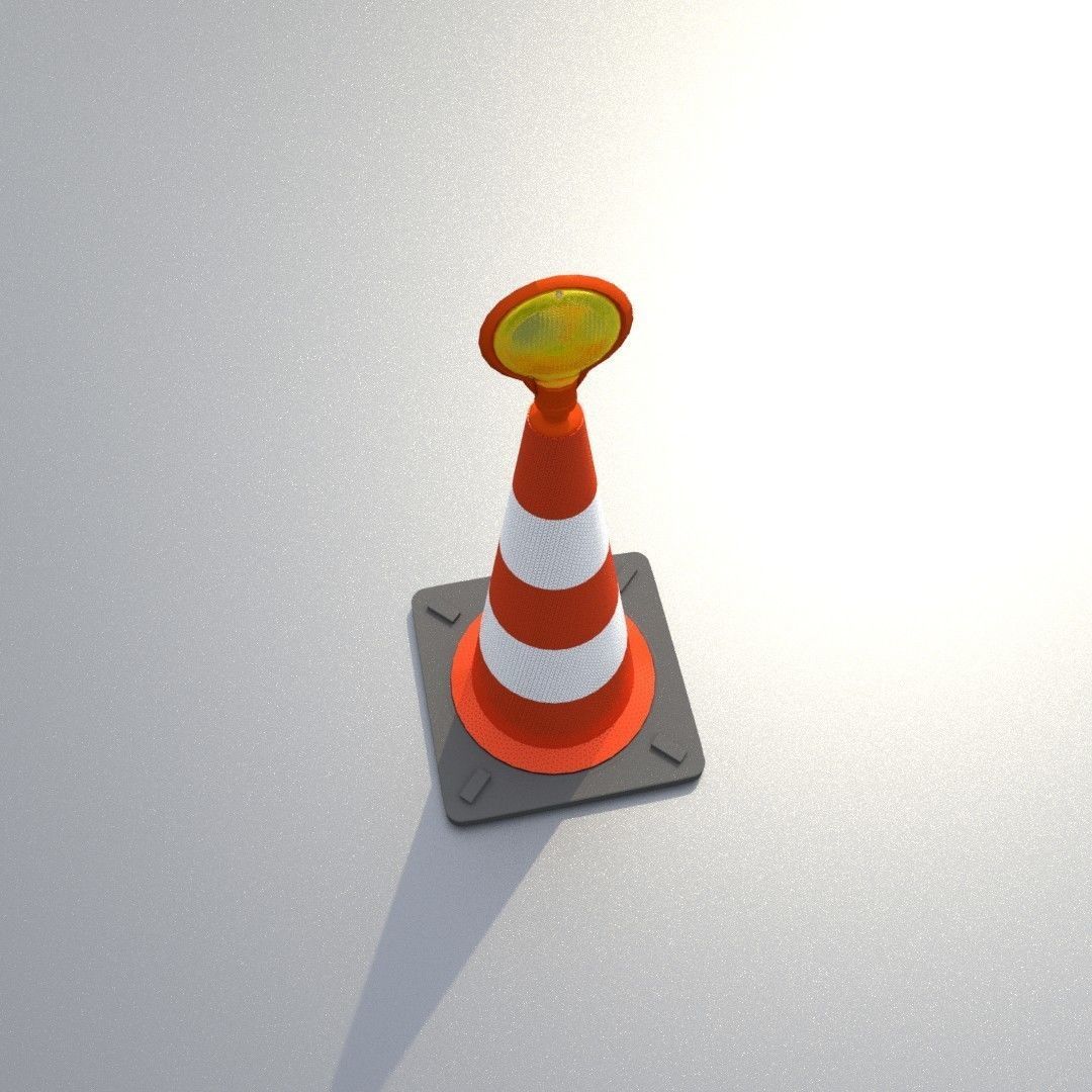 Traffic Cone with Construction Lamp 750 mm Low-poly 3D model_37