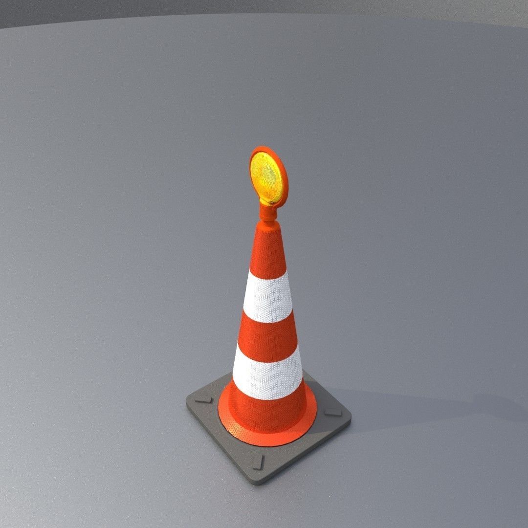 Traffic Cone with Construction Lamp 750 mm Low-poly 3D model_30