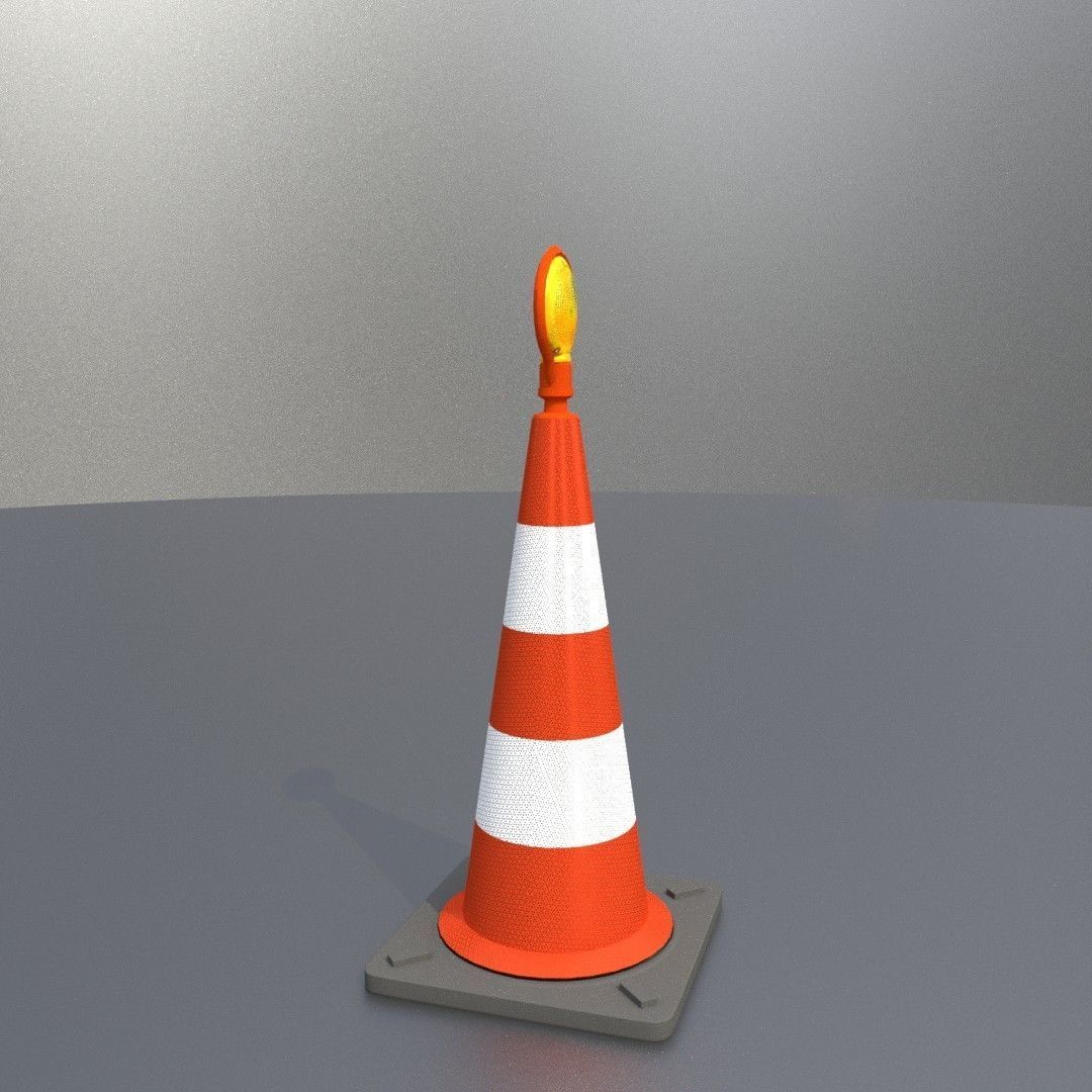 Traffic Cone with Construction Lamp 750 mm Low-poly 3D model_25