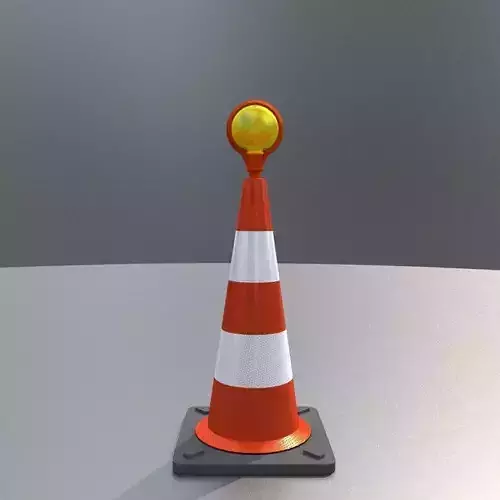 Traffic Cone with Construction Lamp 750 mm Low-poly 3D model