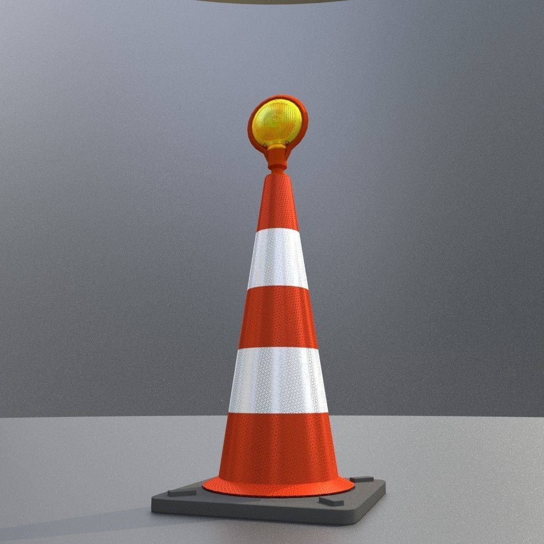 Traffic Cone with Construction Lamp 750 mm Low-poly 3D model_21