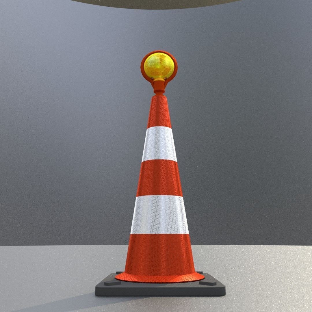 Traffic Cone with Construction Lamp 750 mm Low-poly 3D model_20