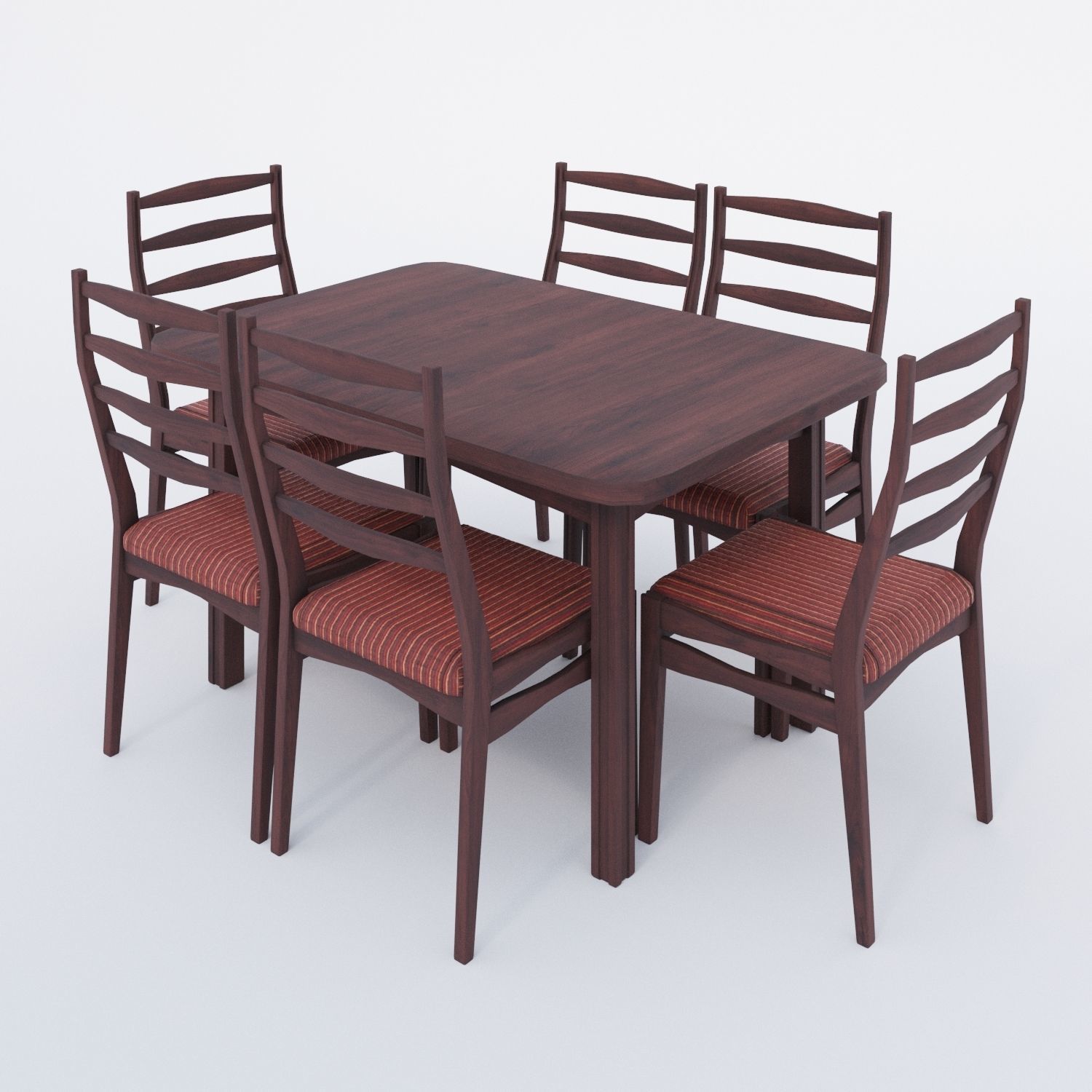 Rectangular table and Chair 3D model_1