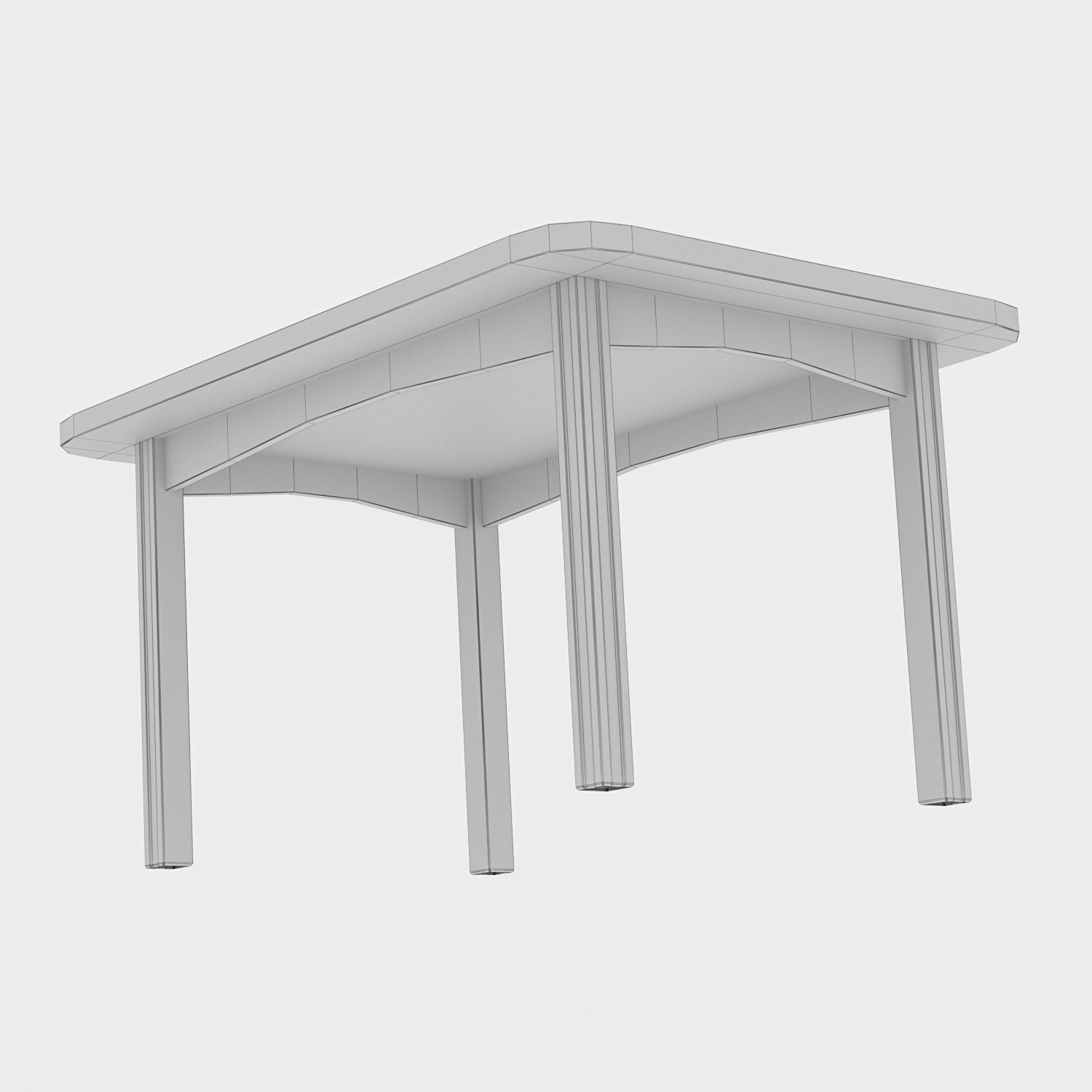 Rectangular table and Chair 3D model_9