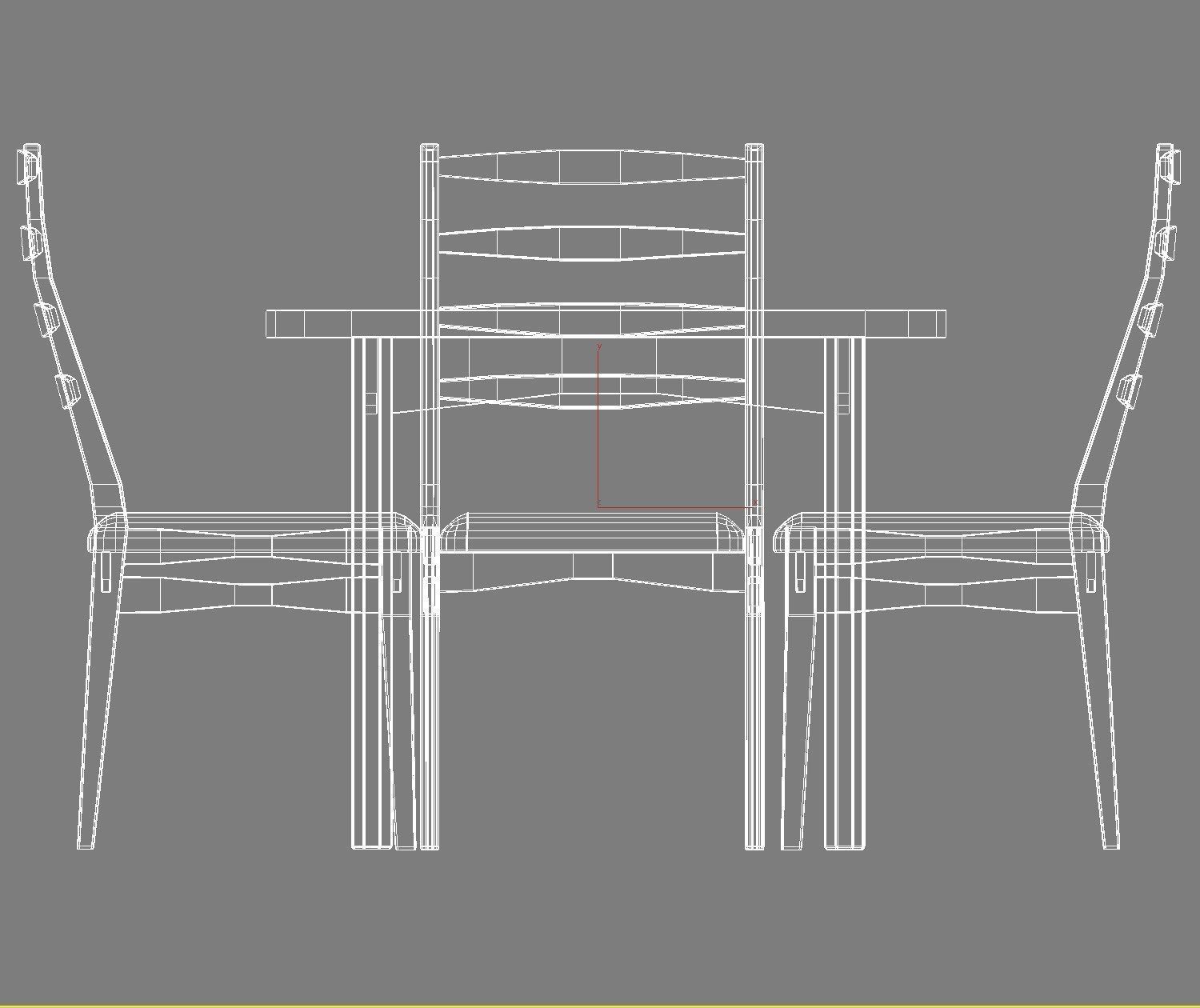 Rectangular table and Chair 3D model_14