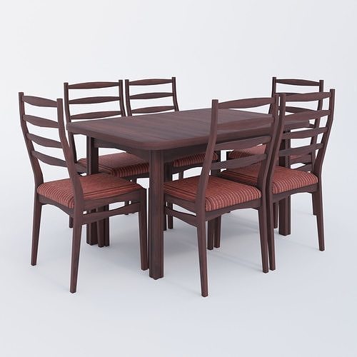 Rectangular table and Chair 3D model