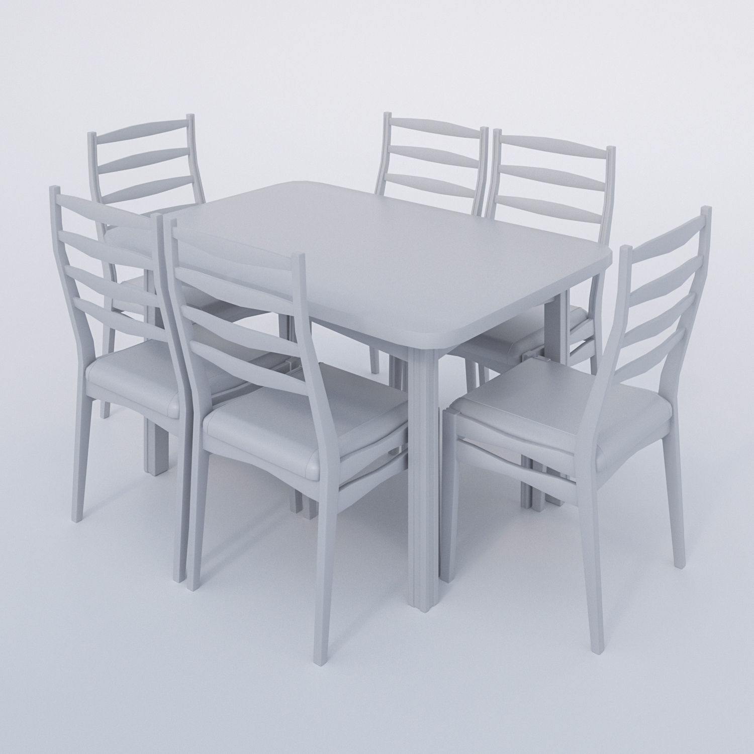 Rectangular table and Chair 3D model_5