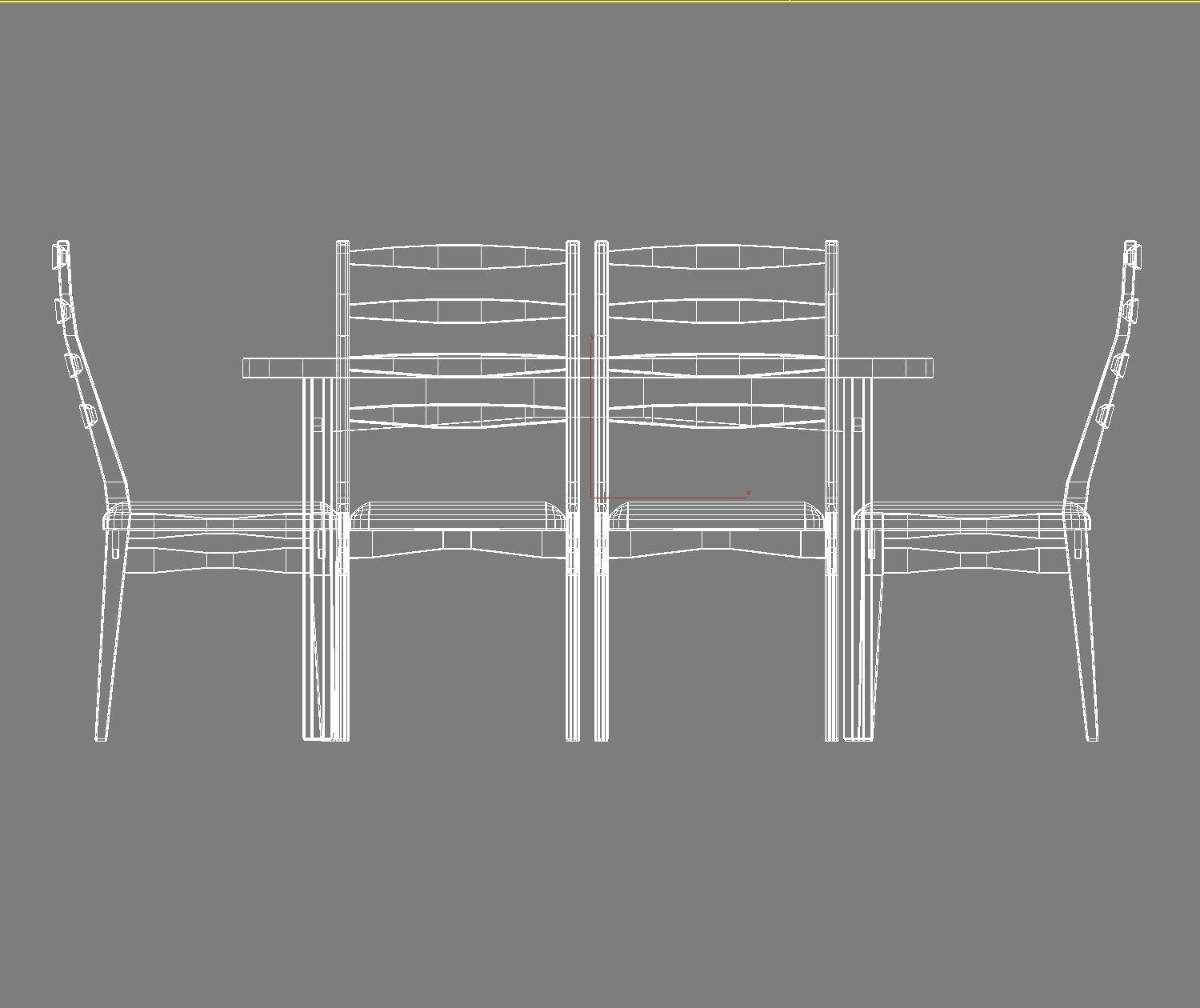 Rectangular table and Chair 3D model_15