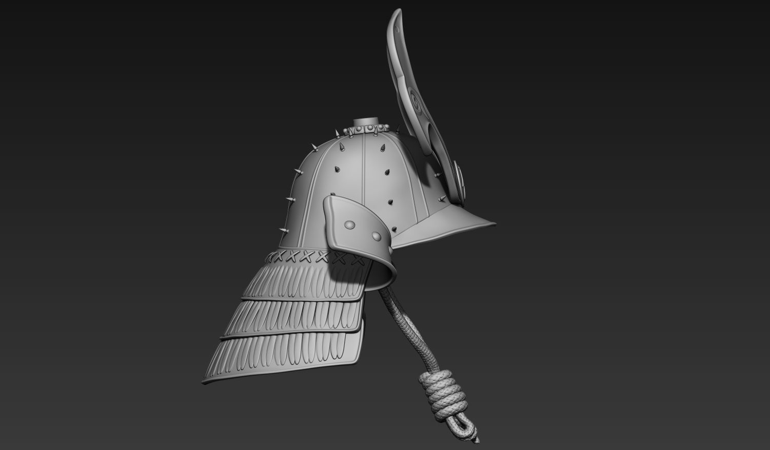 Samurai Helmet 3D model_4