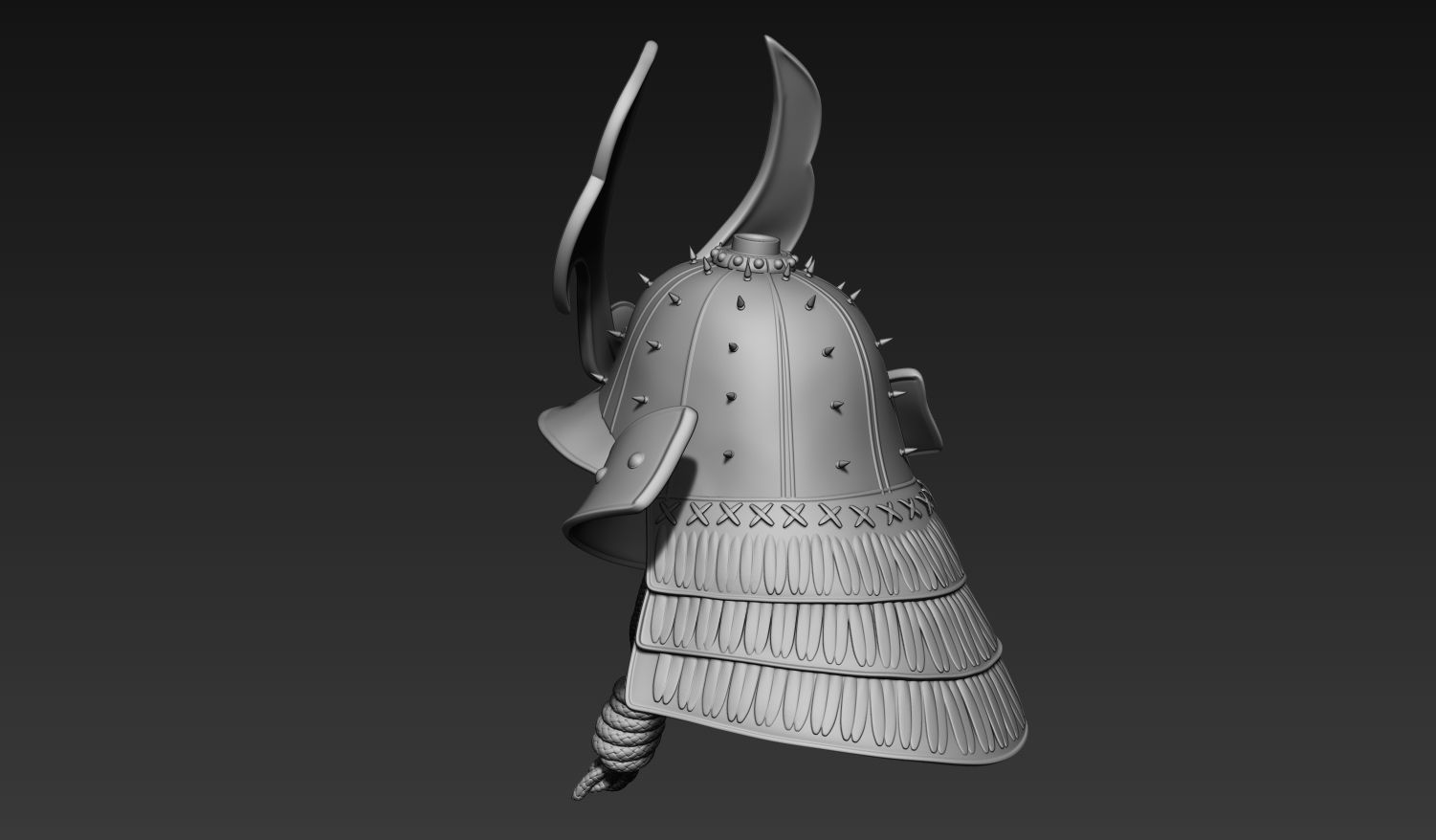Samurai Helmet 3D model_2
