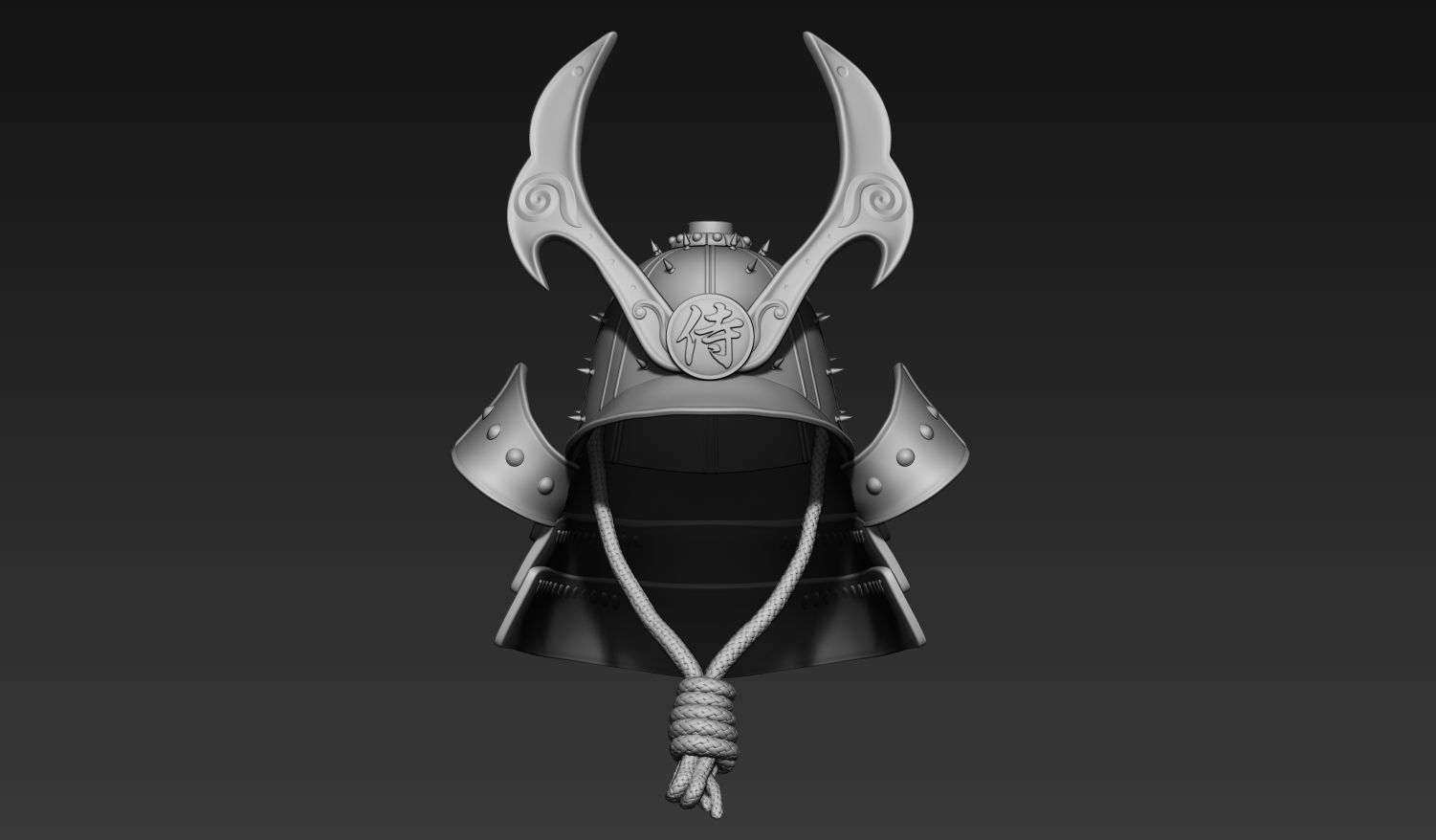 Samurai Helmet 3D model_1