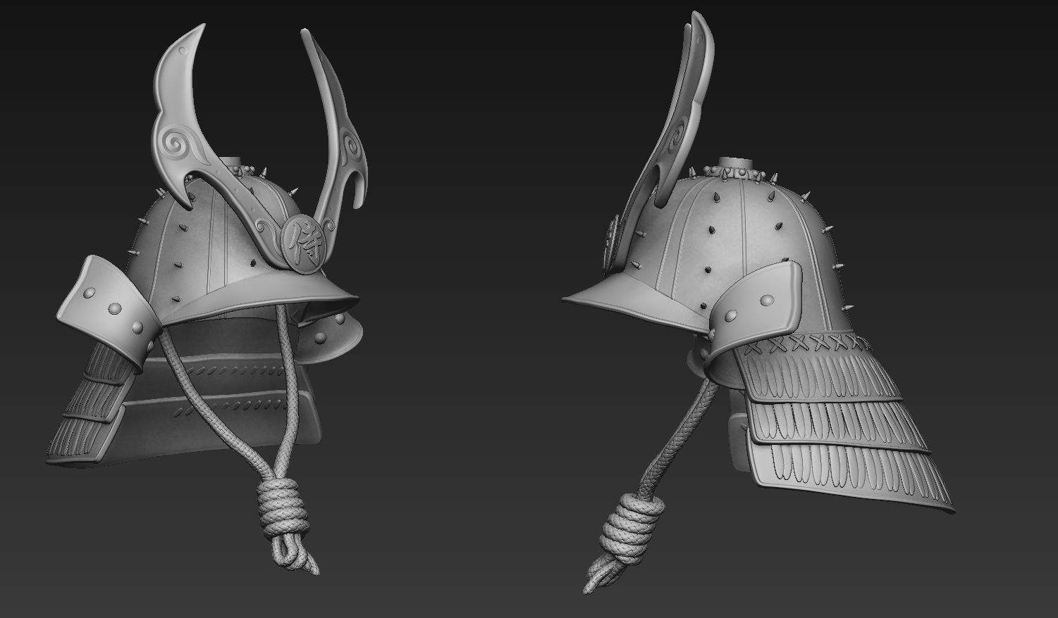 Samurai Helmet 3D model_5