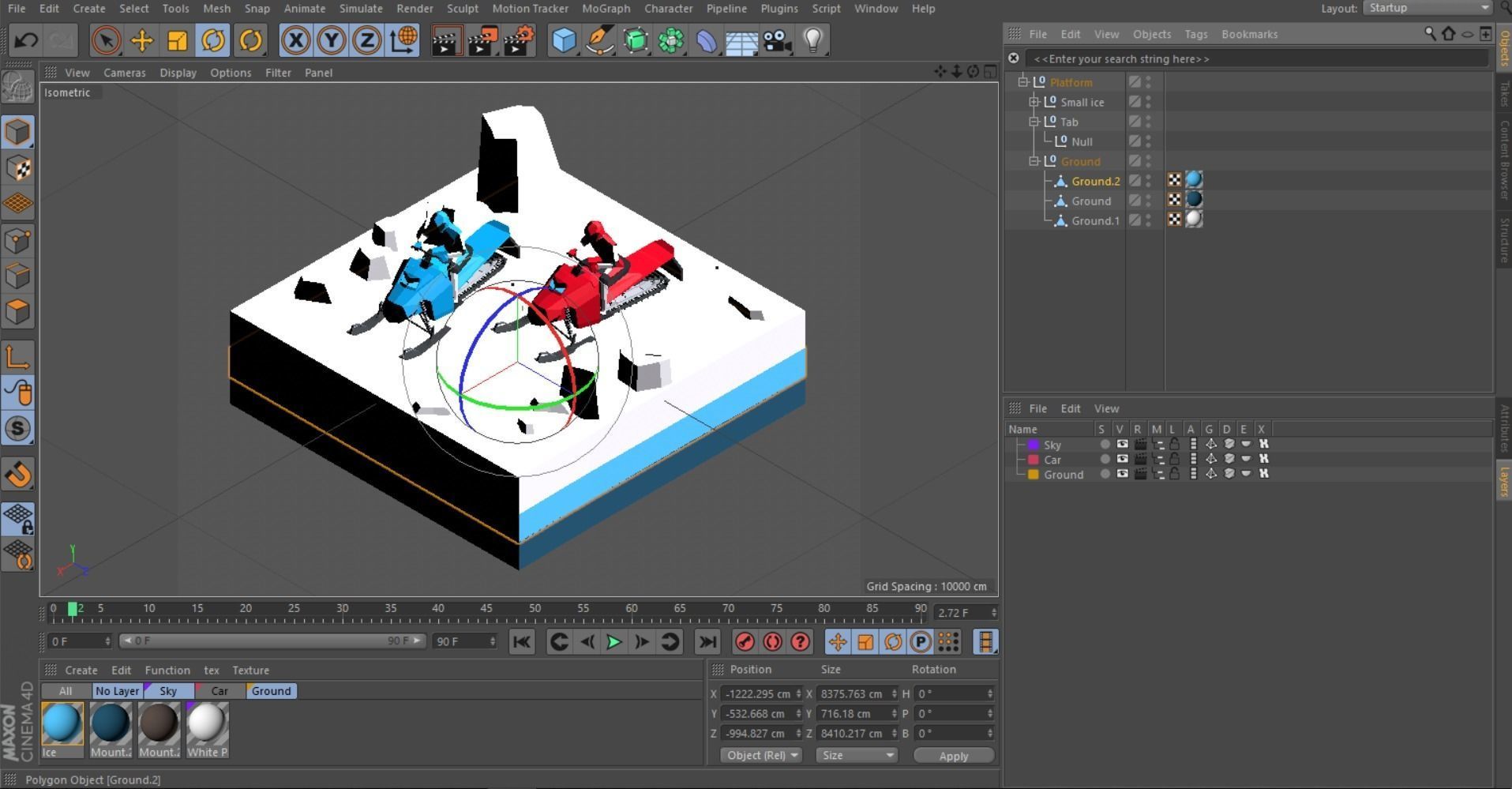 Cartoon Low Poly Snowmobile Racers Low-poly 3D model_9