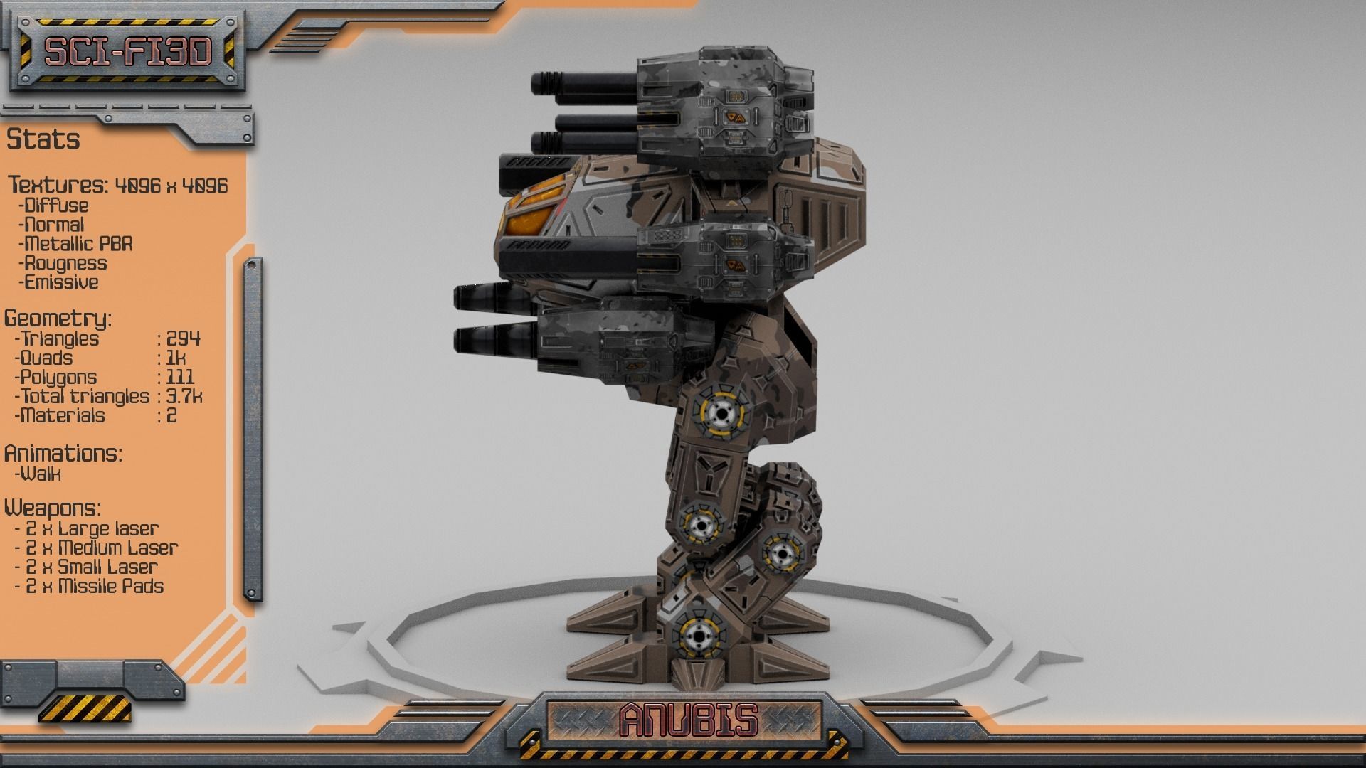 Anubis BattleMech Low-poly 3D model_2