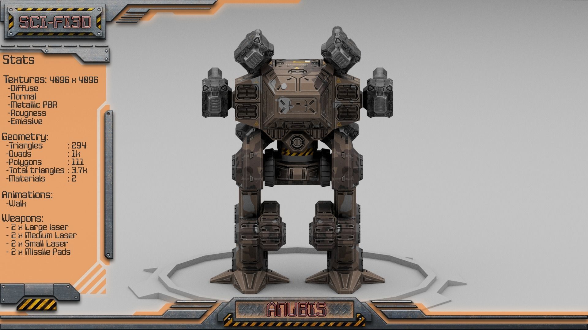Anubis BattleMech Low-poly 3D model_4