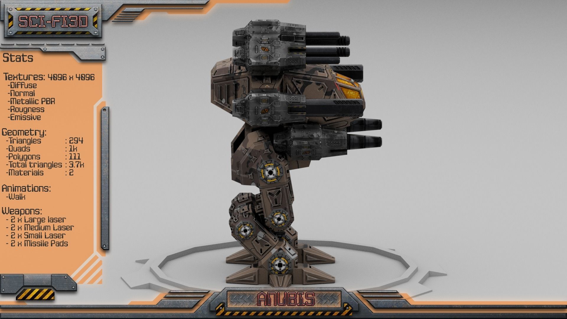 Anubis BattleMech Low-poly 3D model_6