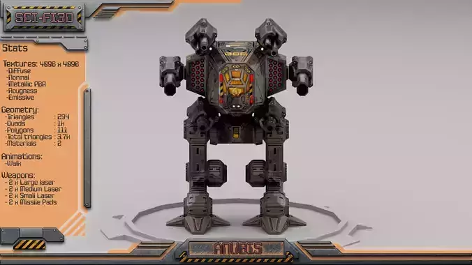 Anubis BattleMech Low-poly 3D model