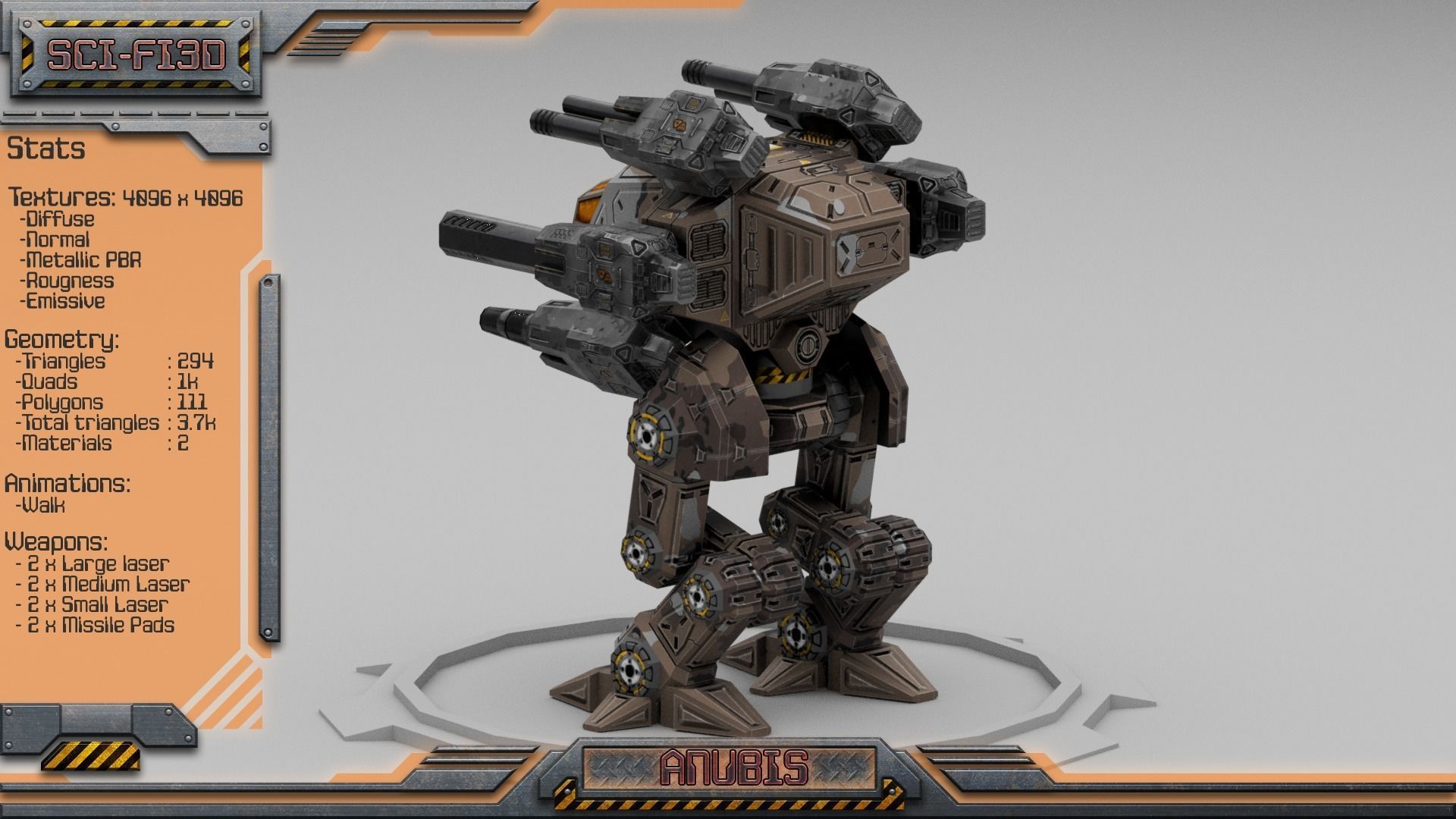 Anubis BattleMech Low-poly 3D model_3