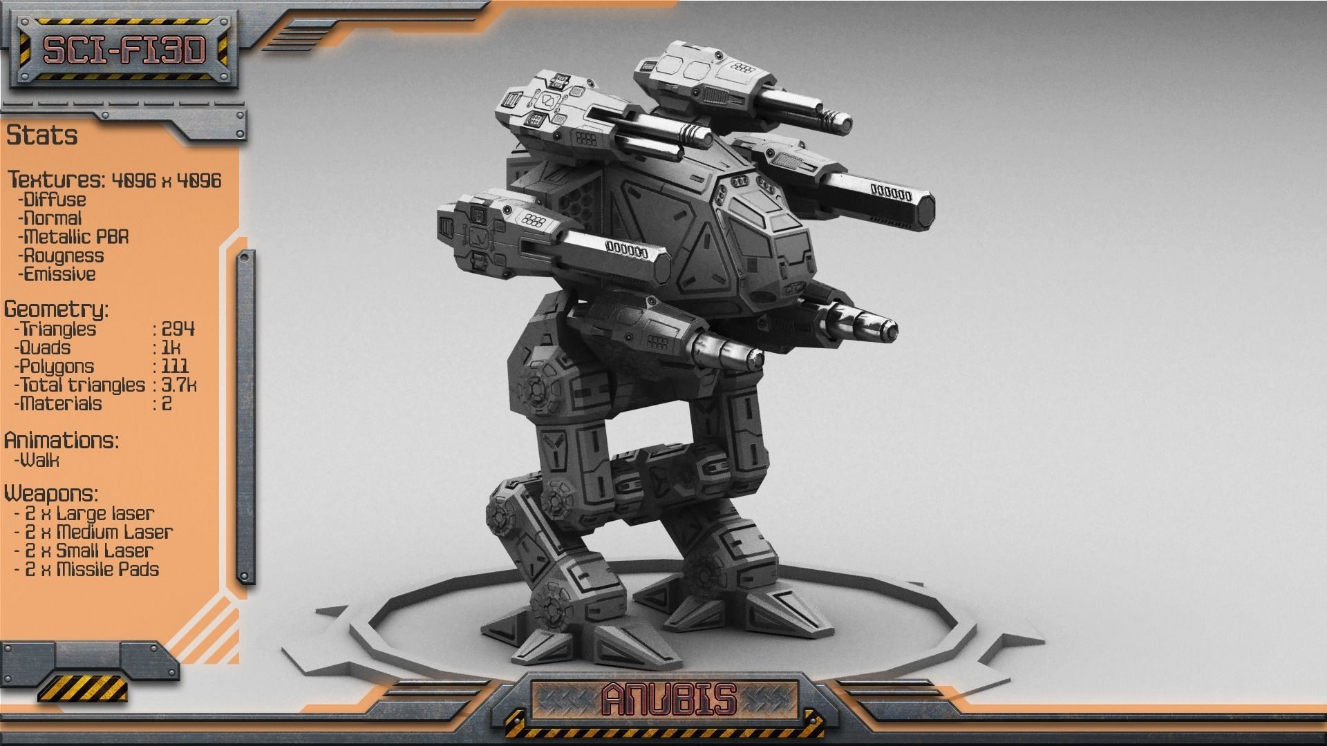 Anubis BattleMech Low-poly 3D model_8