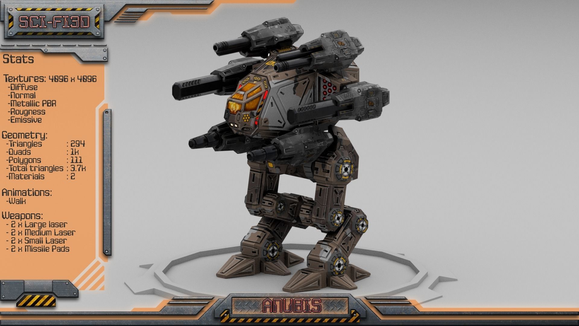 Anubis BattleMech Low-poly 3D model_1