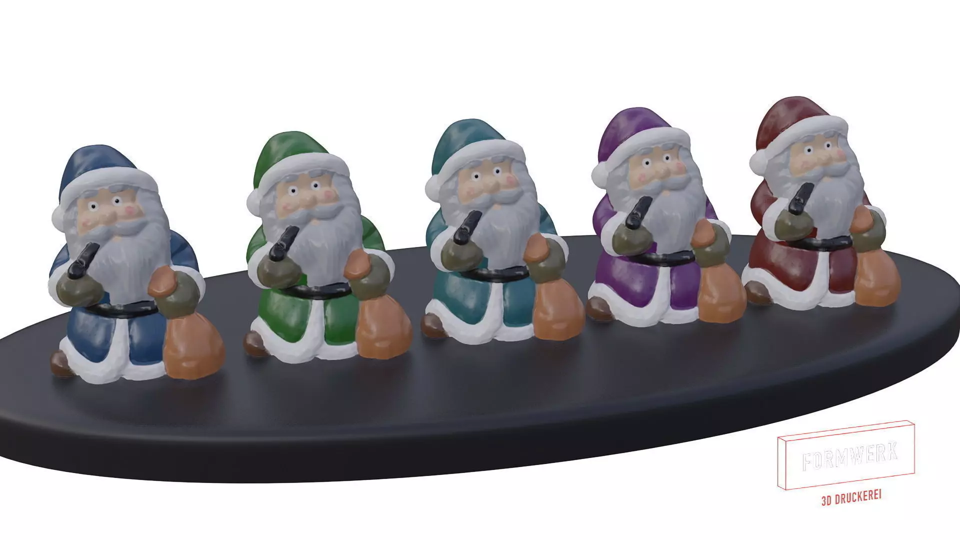 Multicolor Pack of cute Santa claus   LowPoly 3D model_0