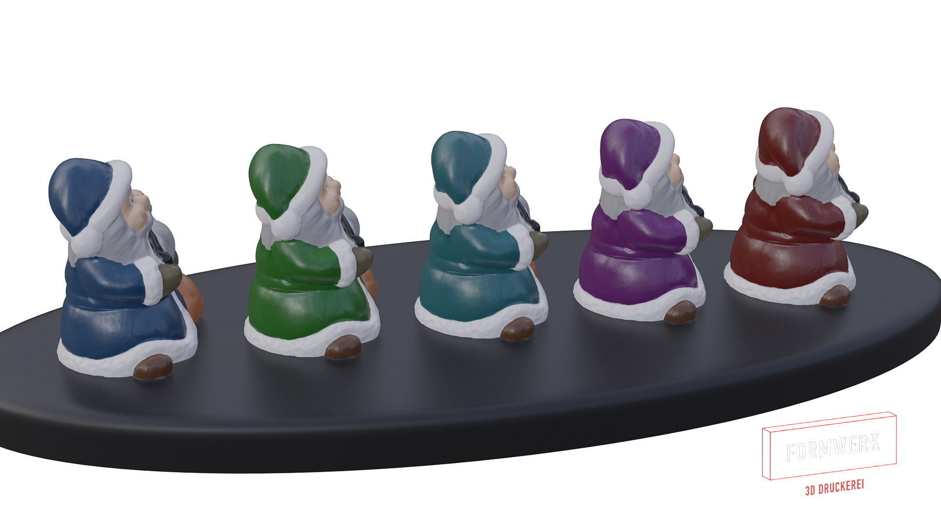 Multicolor Pack of cute Santa claus   LowPoly 3D model_25