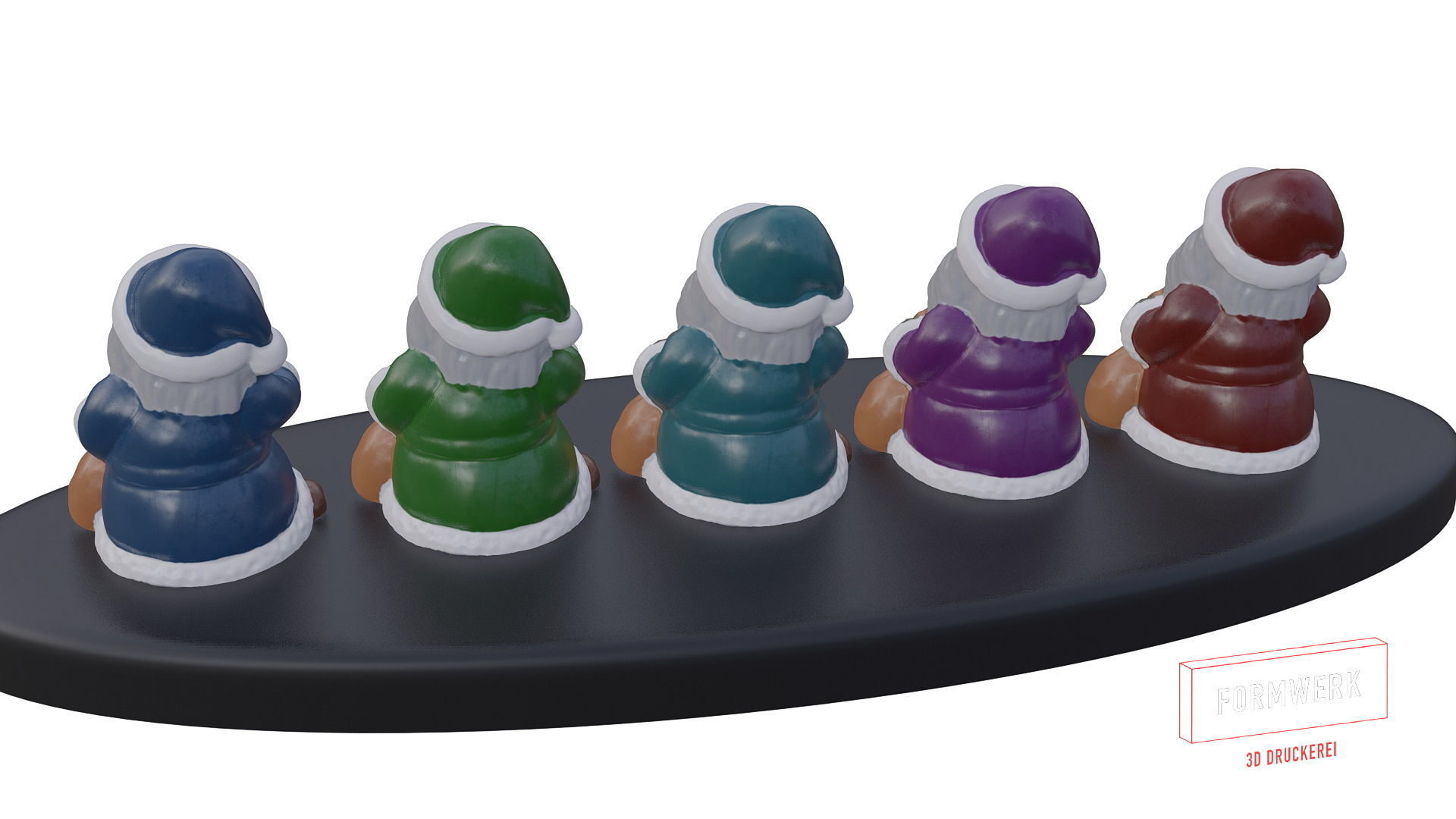 Multicolor Pack of cute Santa claus   LowPoly 3D model_24