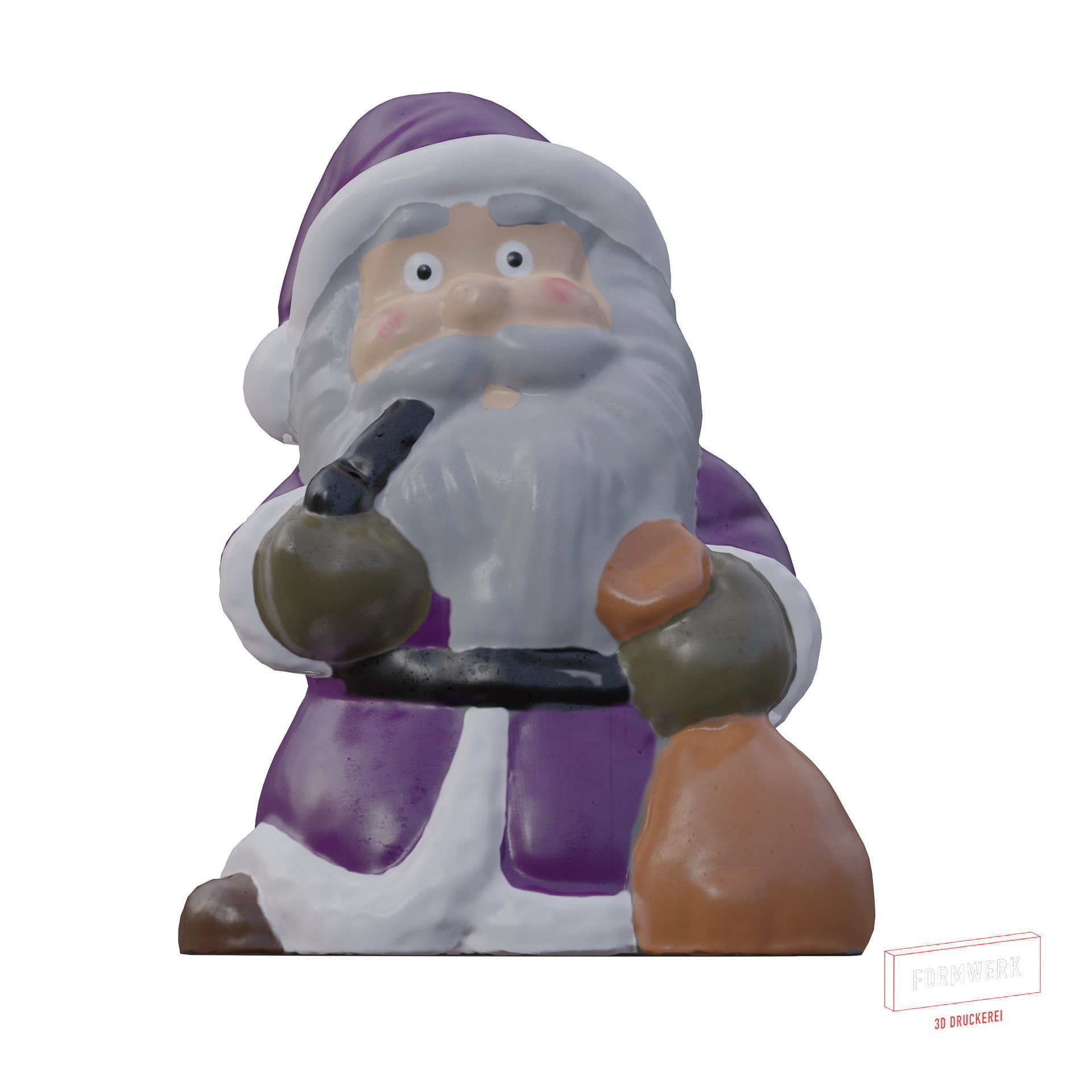 Multicolor Pack of cute Santa claus   LowPoly 3D model_3