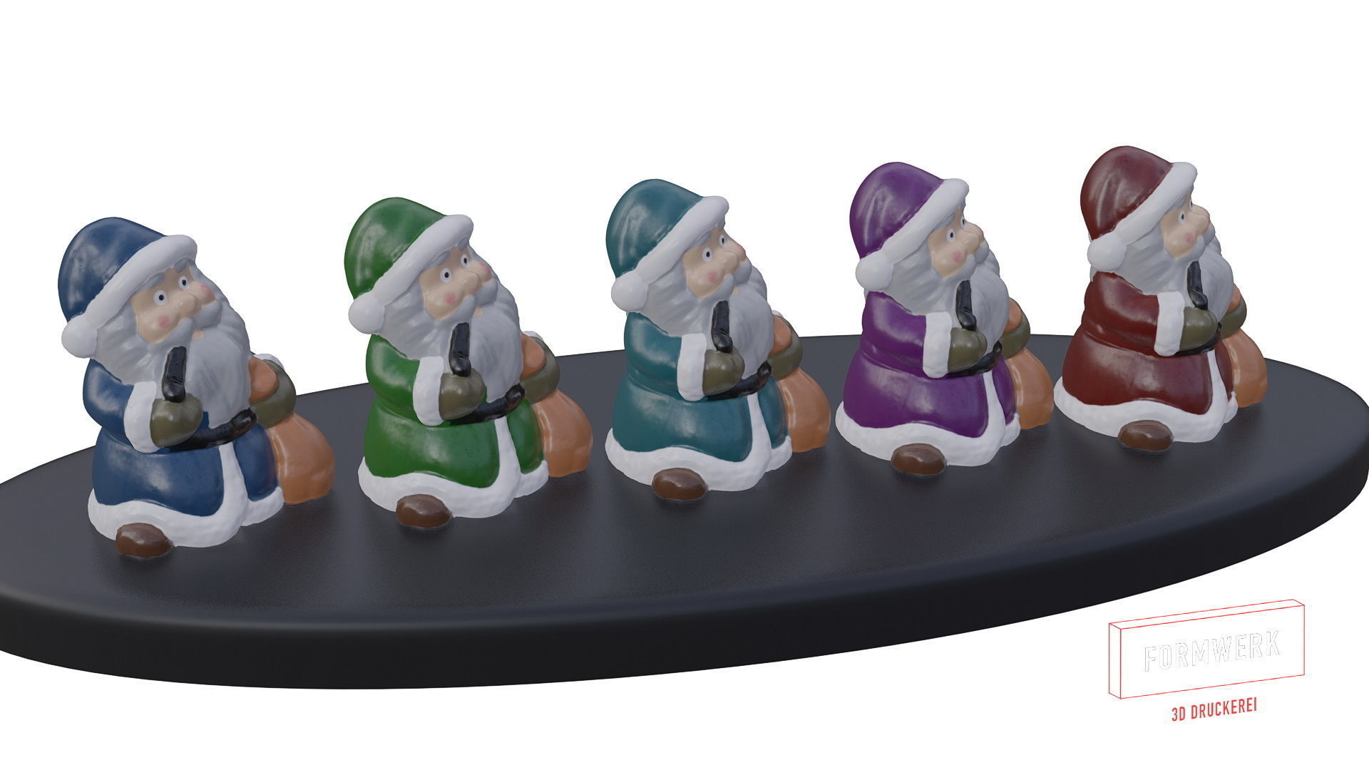 Multicolor Pack of cute Santa claus   LowPoly 3D model_23