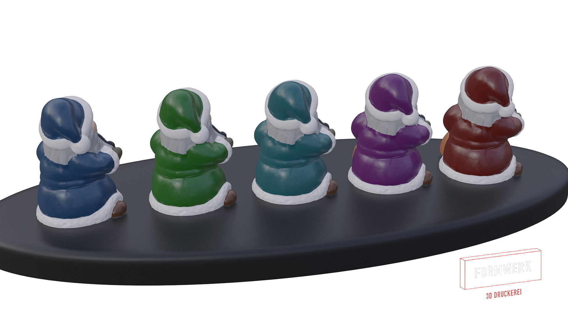 Multicolor Pack of cute Santa claus   LowPoly 3D model_26