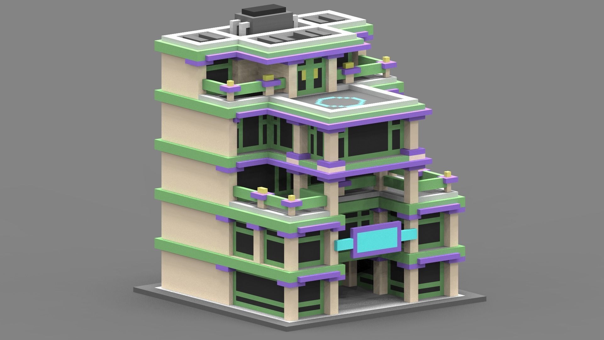 House Voxel - 11 Low-poly 3D model_3