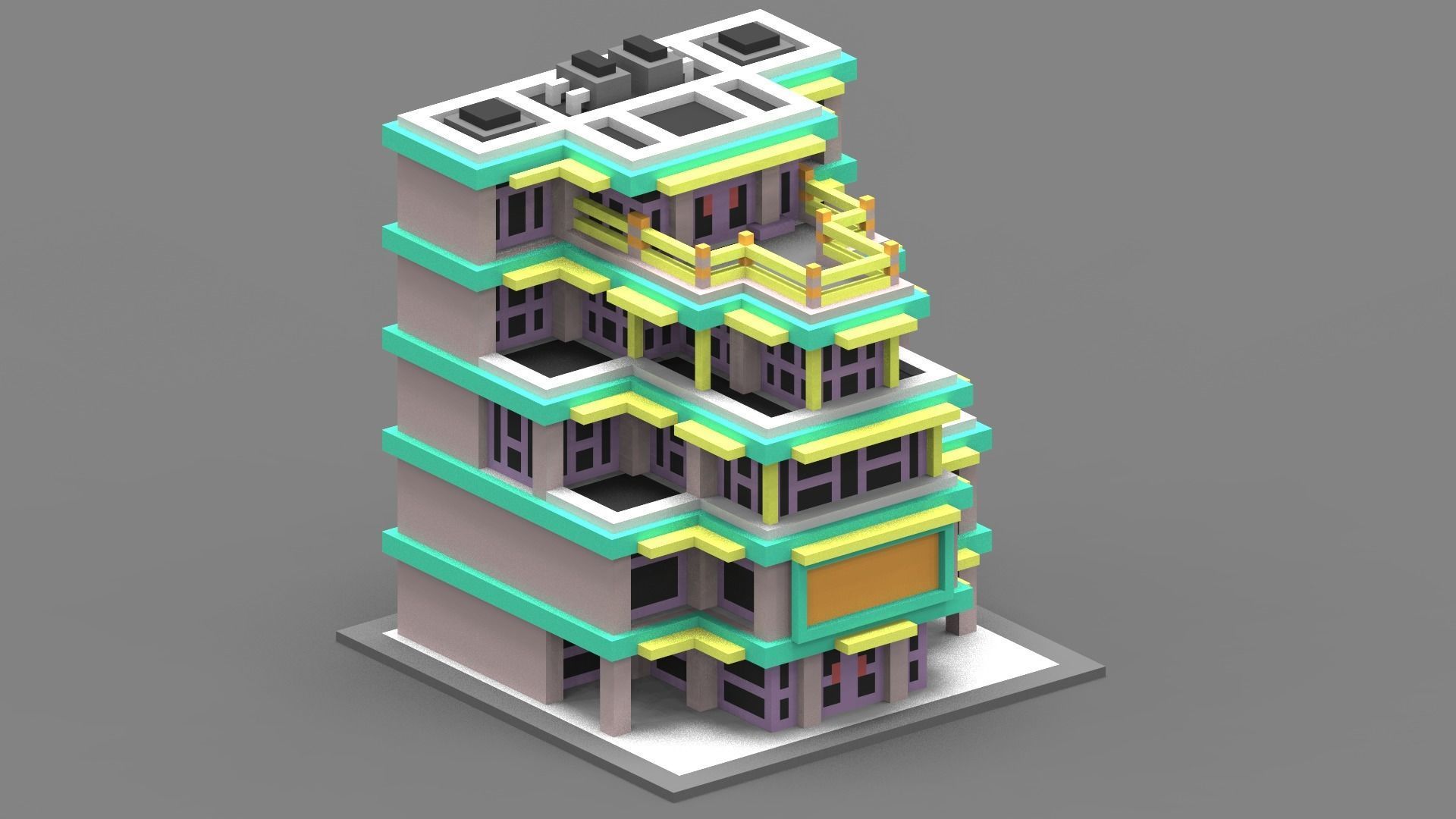 House Voxel - 13 Low-poly 3D model_3