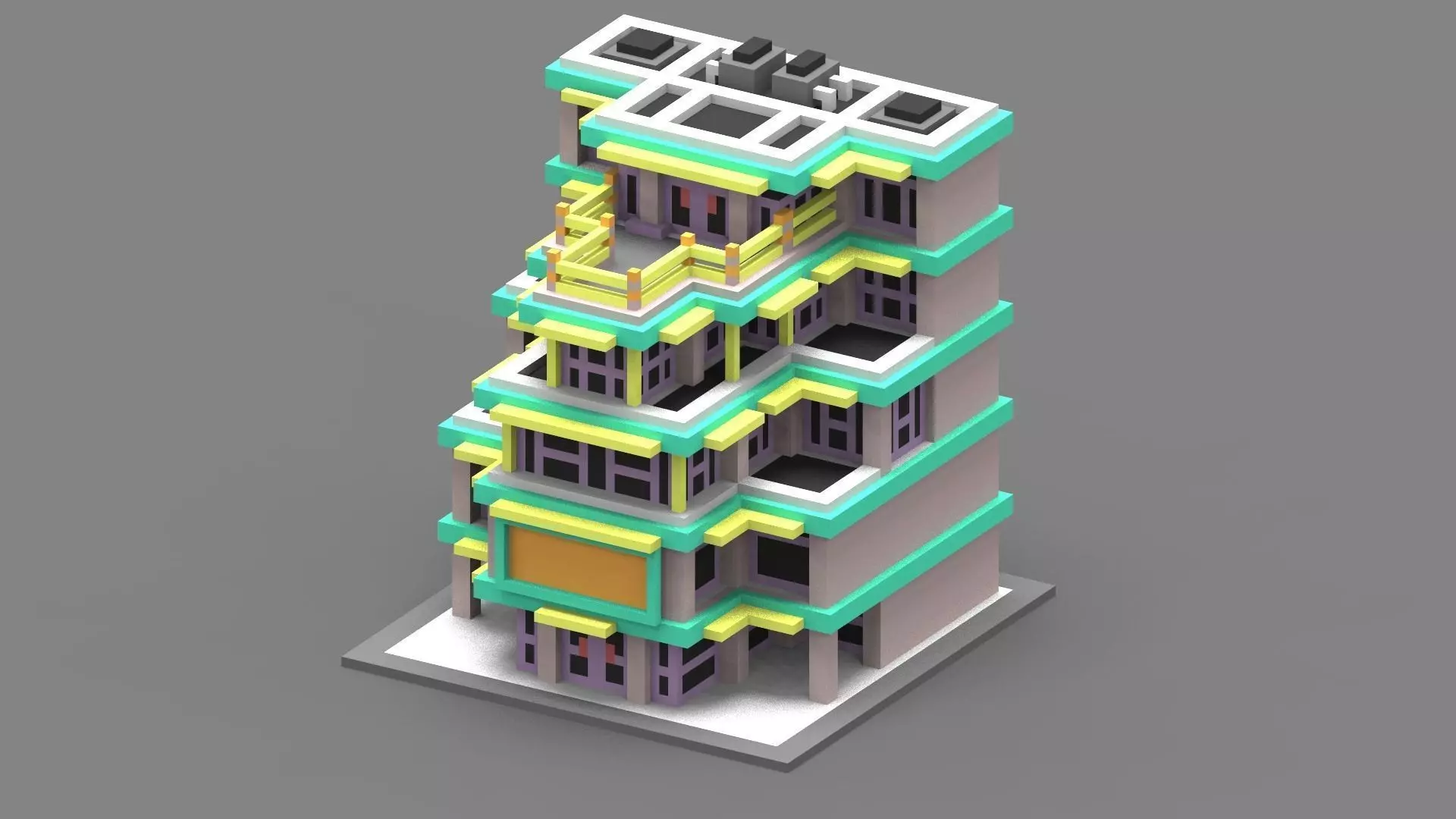House Voxel - 13 Low-poly 3D model_0