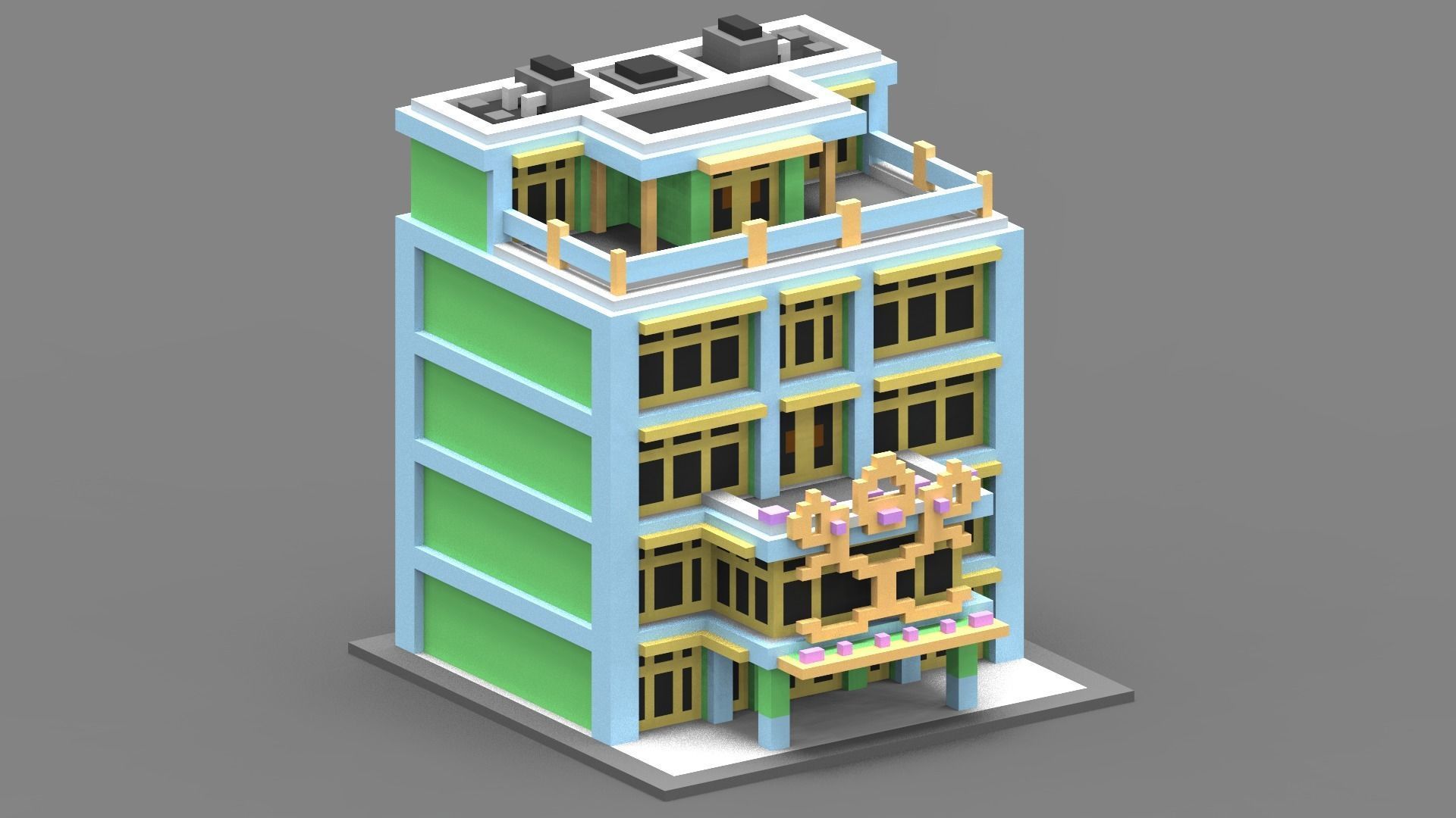 House Voxel - 17 Low-poly 3D model_3