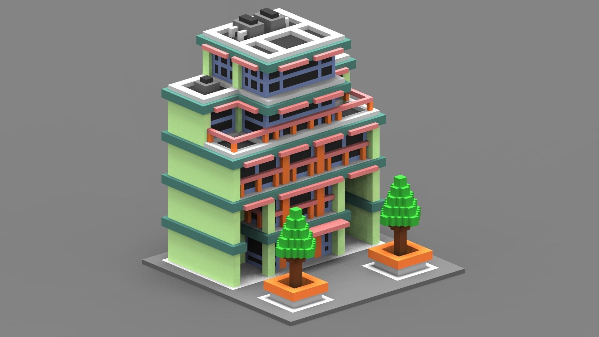 House Voxel - 18 Low-poly 3D model_3