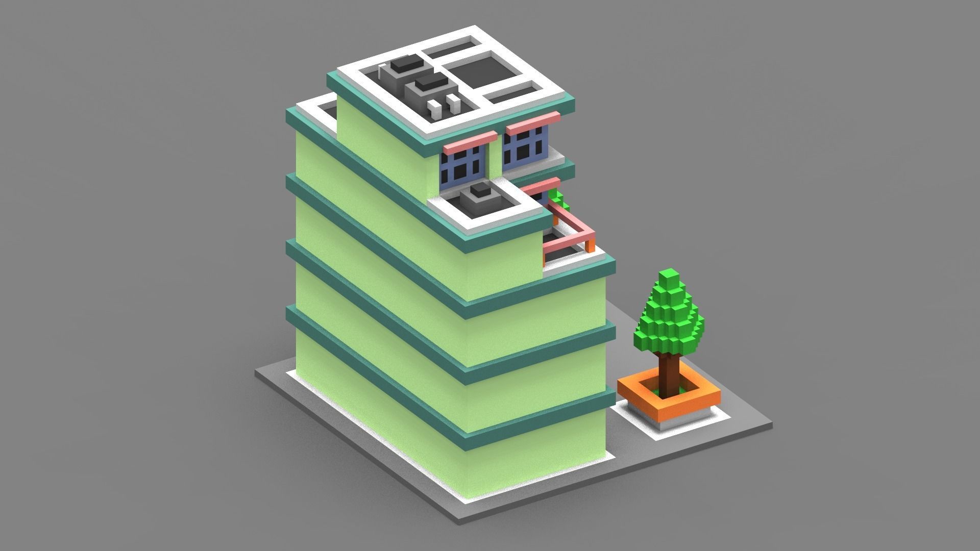 House Voxel - 18 Low-poly 3D model_2