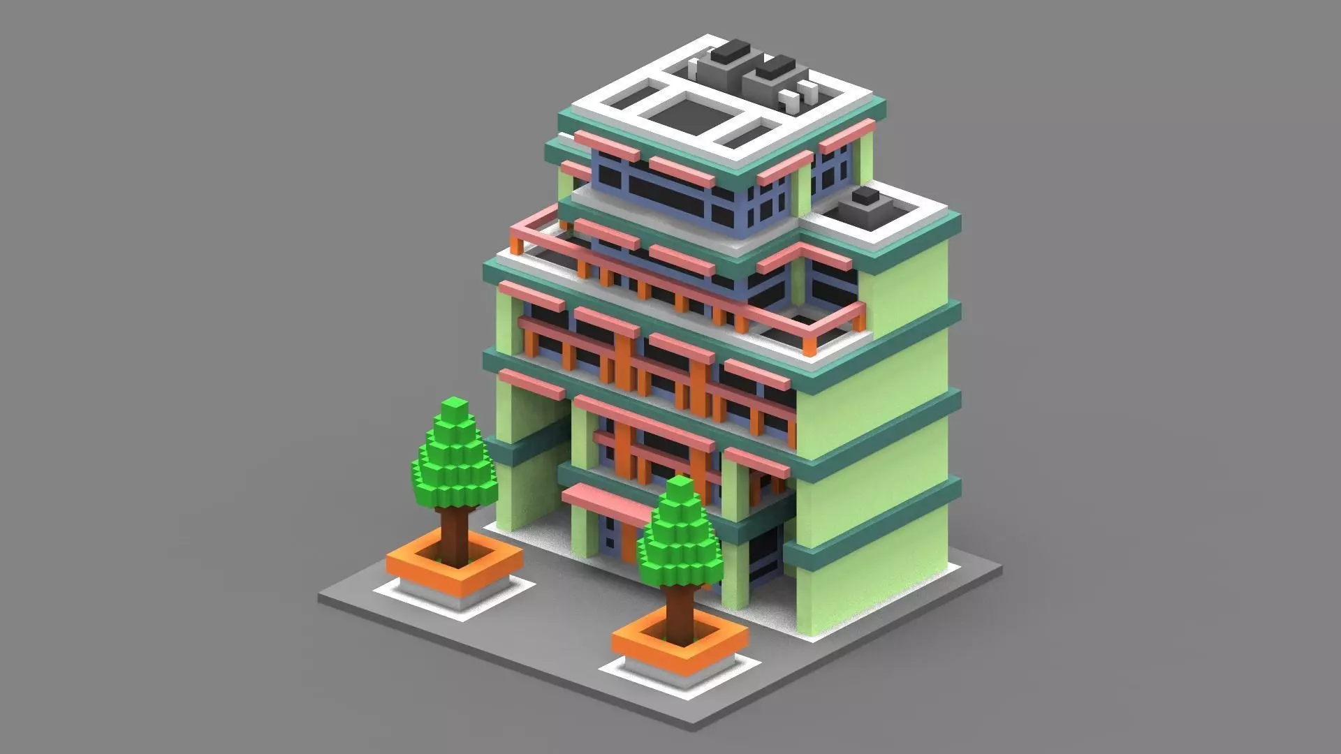 House Voxel - 18 Low-poly 3D model_0