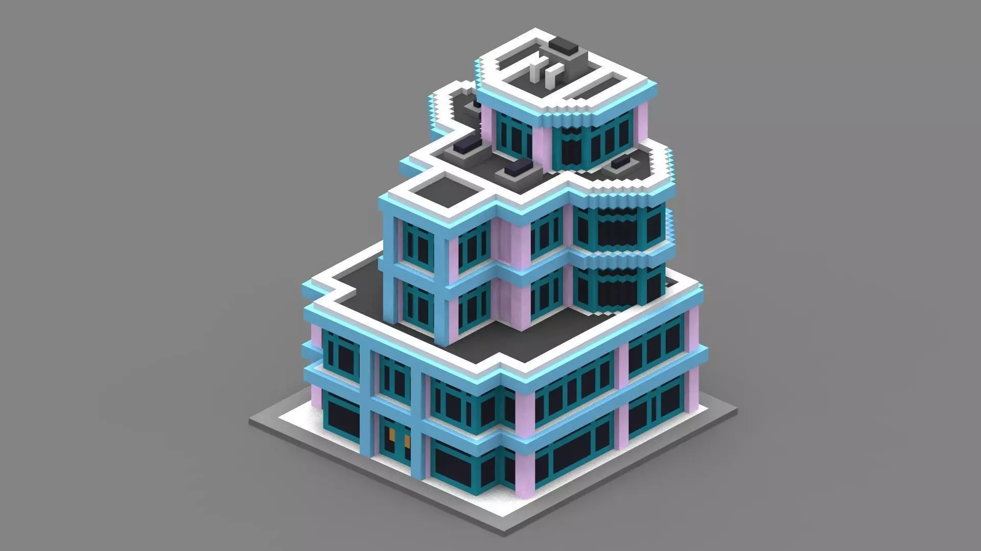 House Voxel - 21 Low-poly 3D model_0