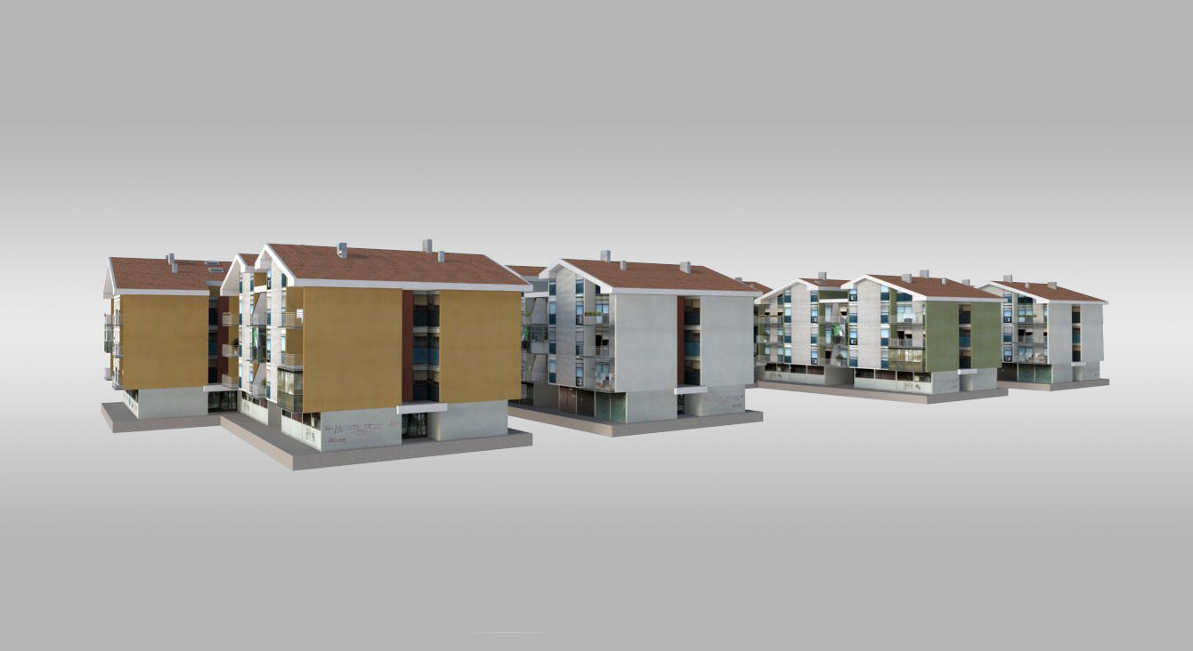 Suburban Condos 2 Low-poly 3D model_1