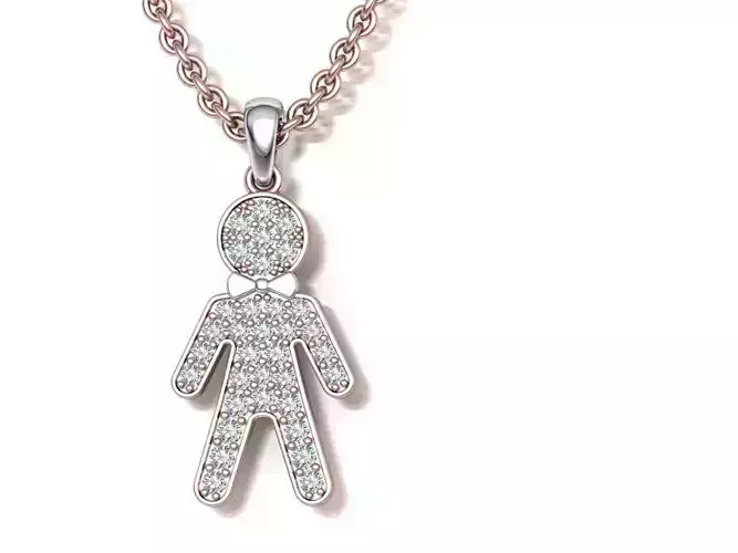 Boy Pendant with Diamonds Printable 3d model 3D print model